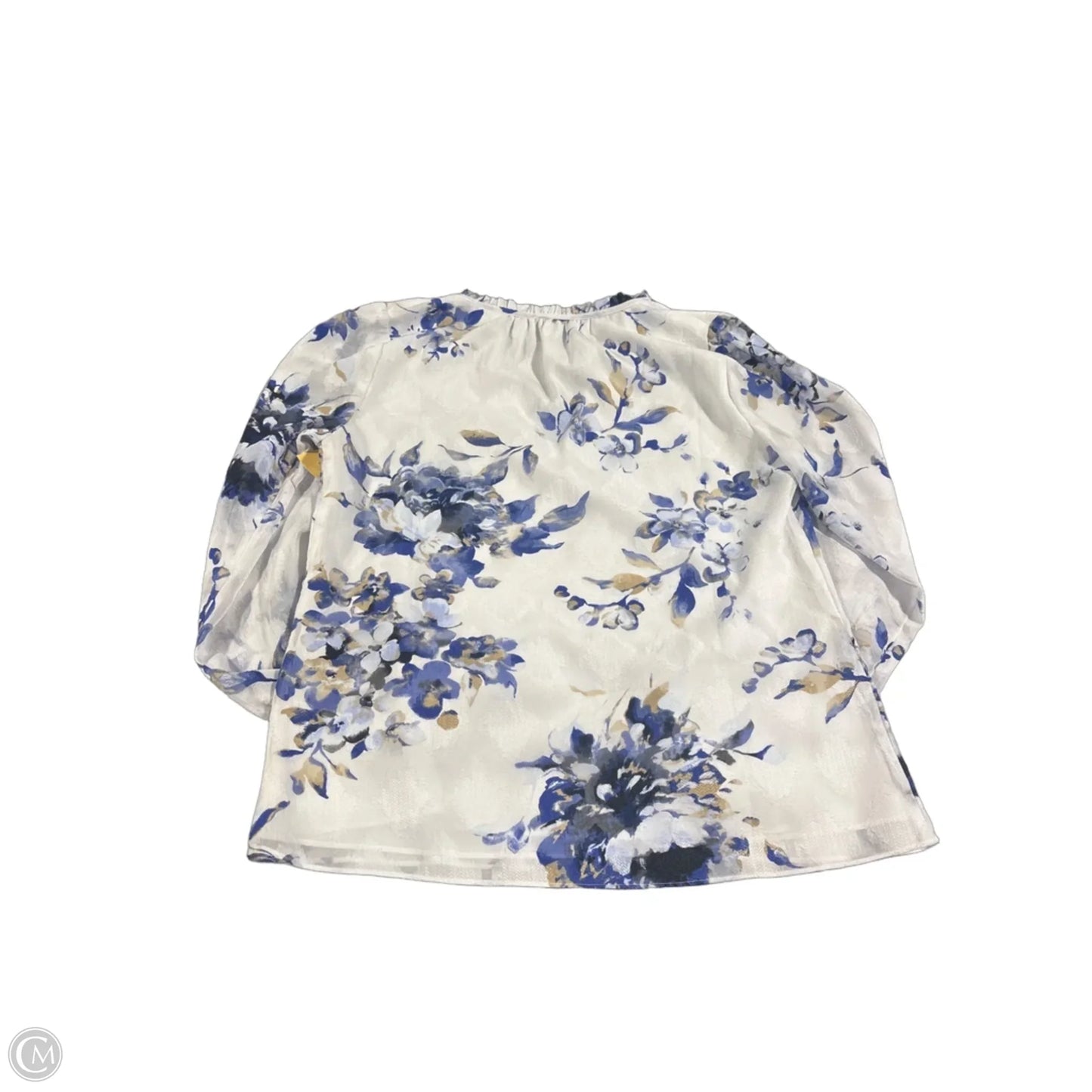 Blouse Long Sleeve By White House Black Market In Blue & White, Size: Xs