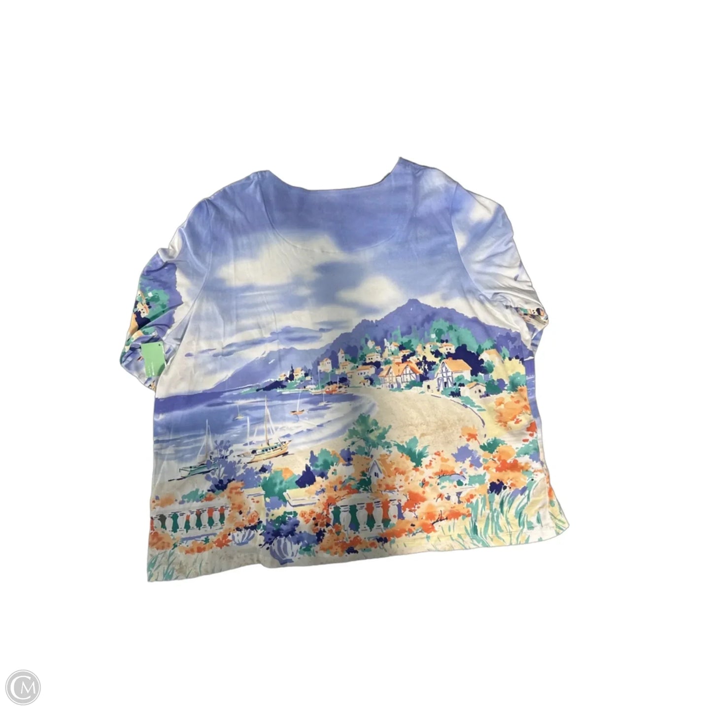 Top 3/4 Sleeve By Alfred Dunner In Blue & White, Size: 2x