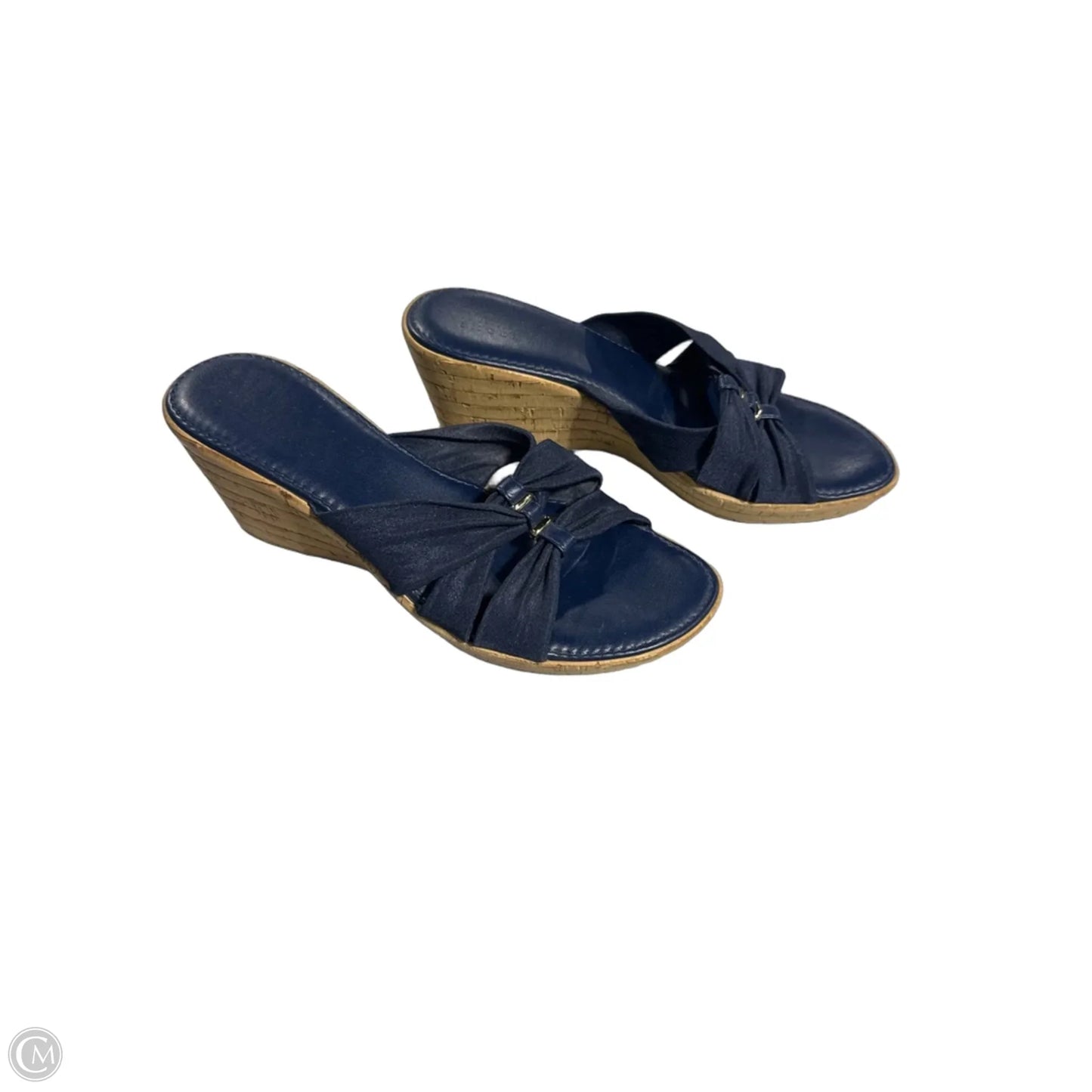 Sandals Flats By Italian Shoemakers In Navy, Size: 6