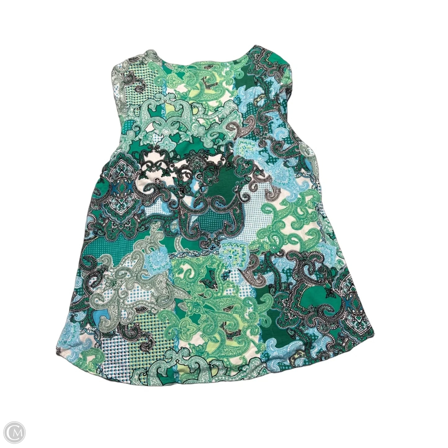 Top 3/4 Sleeve By Chicos In Blue & Green, Size: Xl