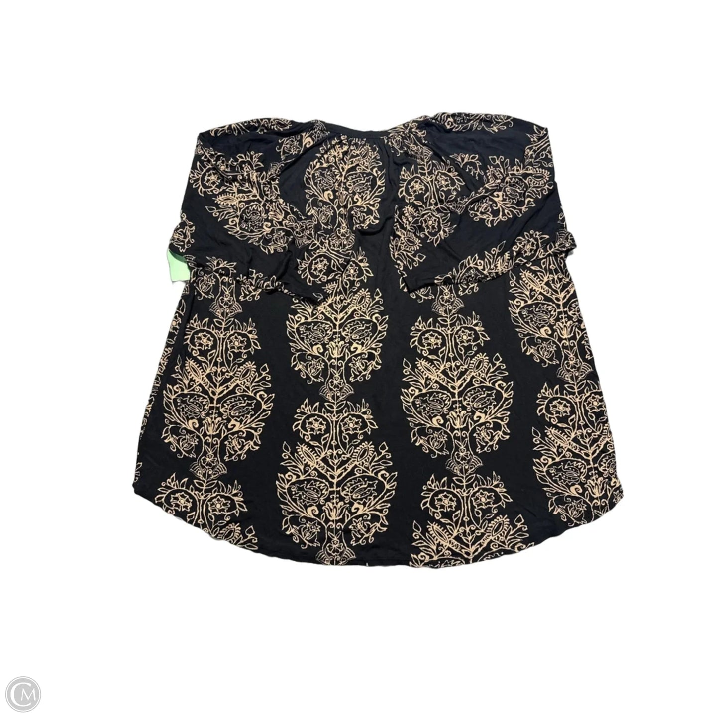 Top 3/4 Sleeve By Lucky Brand In Black & Tan, Size: 3x