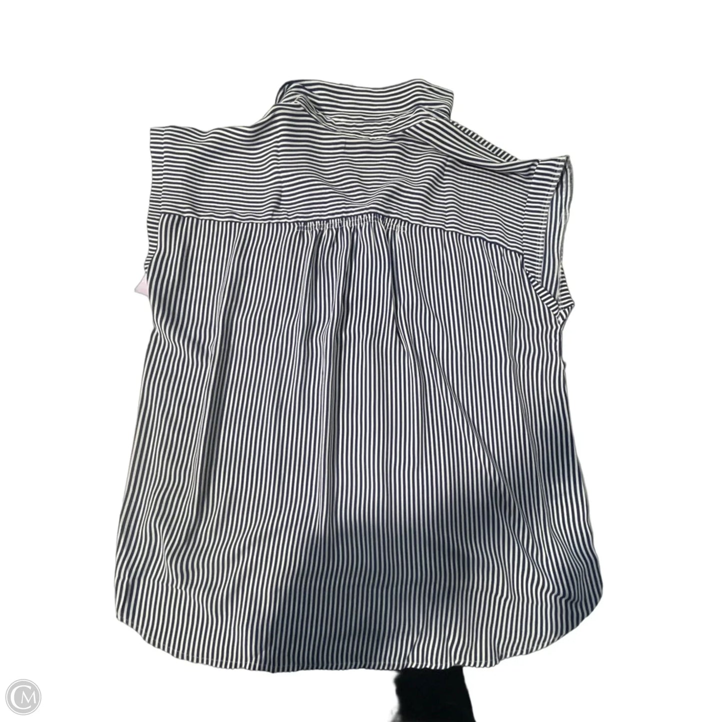 Blouse Short Sleeve By Loft In Blue & White, Size: L