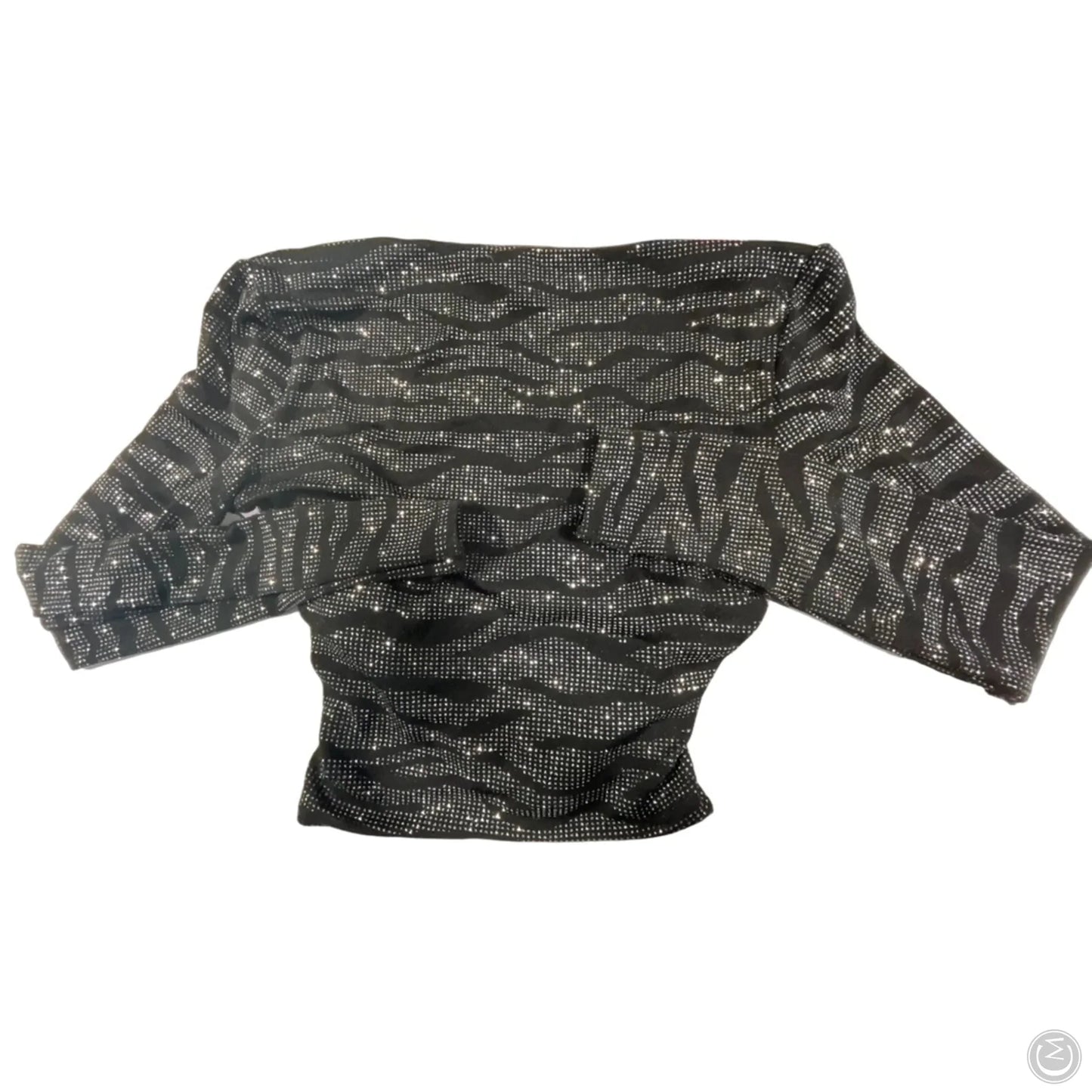 Top Long Sleeve By Divided In Black & Silver, Size: M
