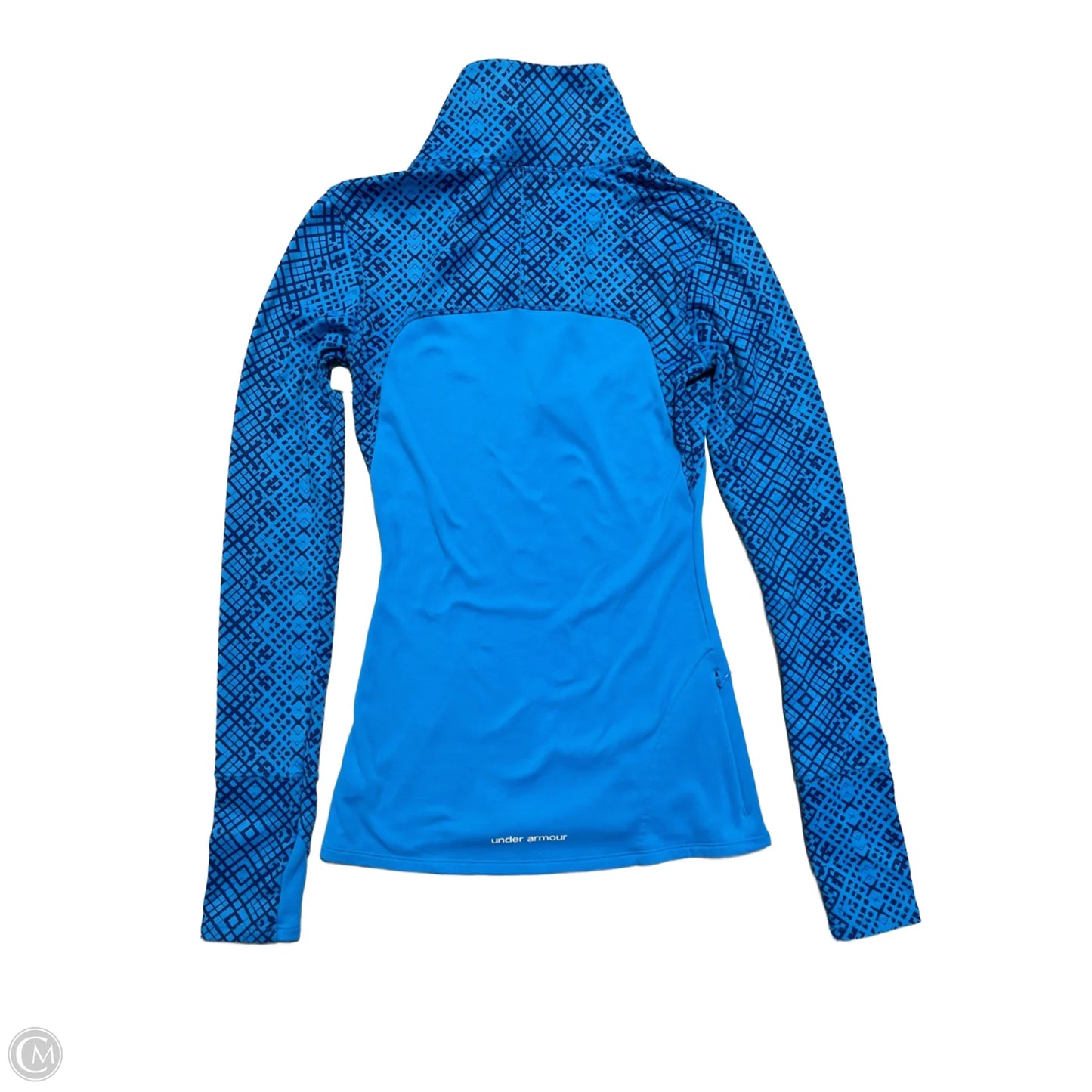 Athletic Top Long Sleeve Collar By Under Armour In Blue, Size: Xs