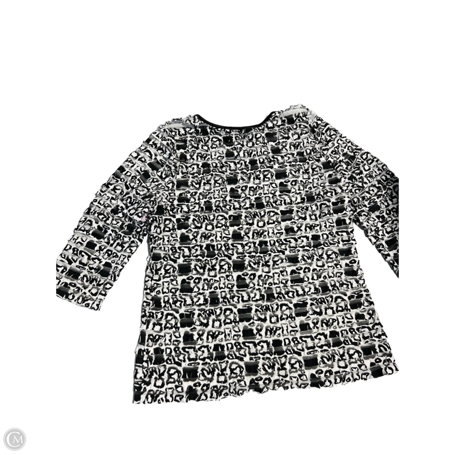 Top 3/4 Sleeve By Tribal In Black & White, Size: Xl