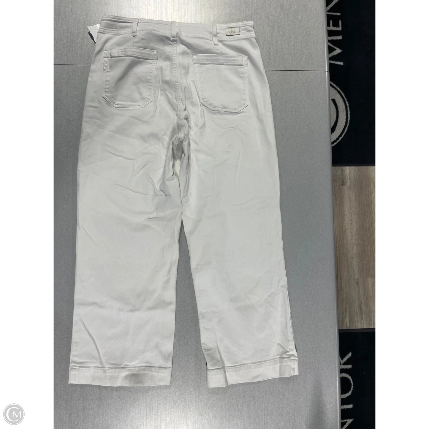 Jeans Cropped By Paige In White Denim, Size: 12