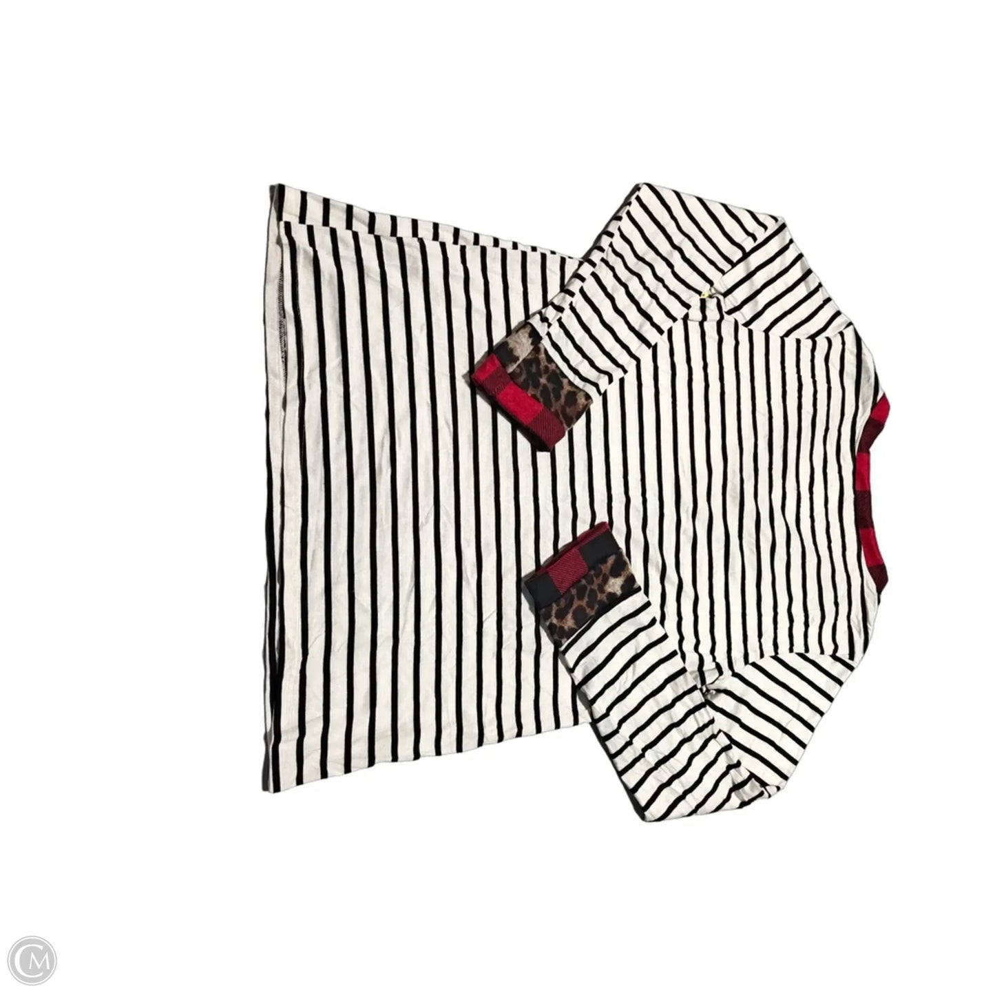 Top Long Sleeve By Cmc In Black & White, Size: M