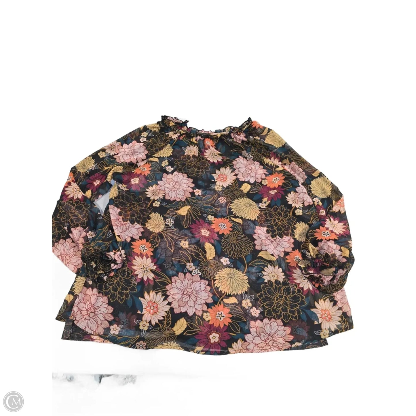 Blouse Long Sleeve By Democracy In Floral Print, Size: 1x