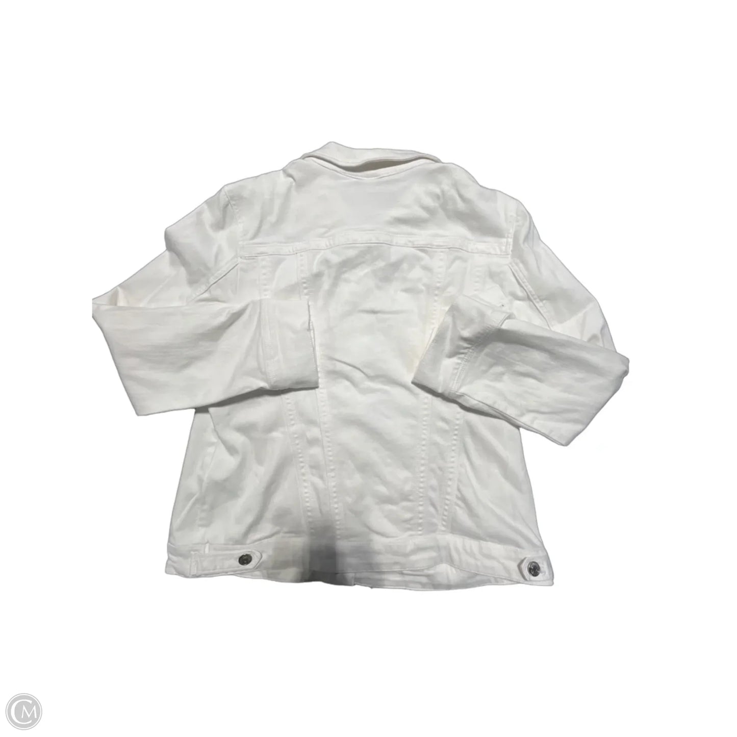 Jacket Denim By Chicos In White Denim, Size: L