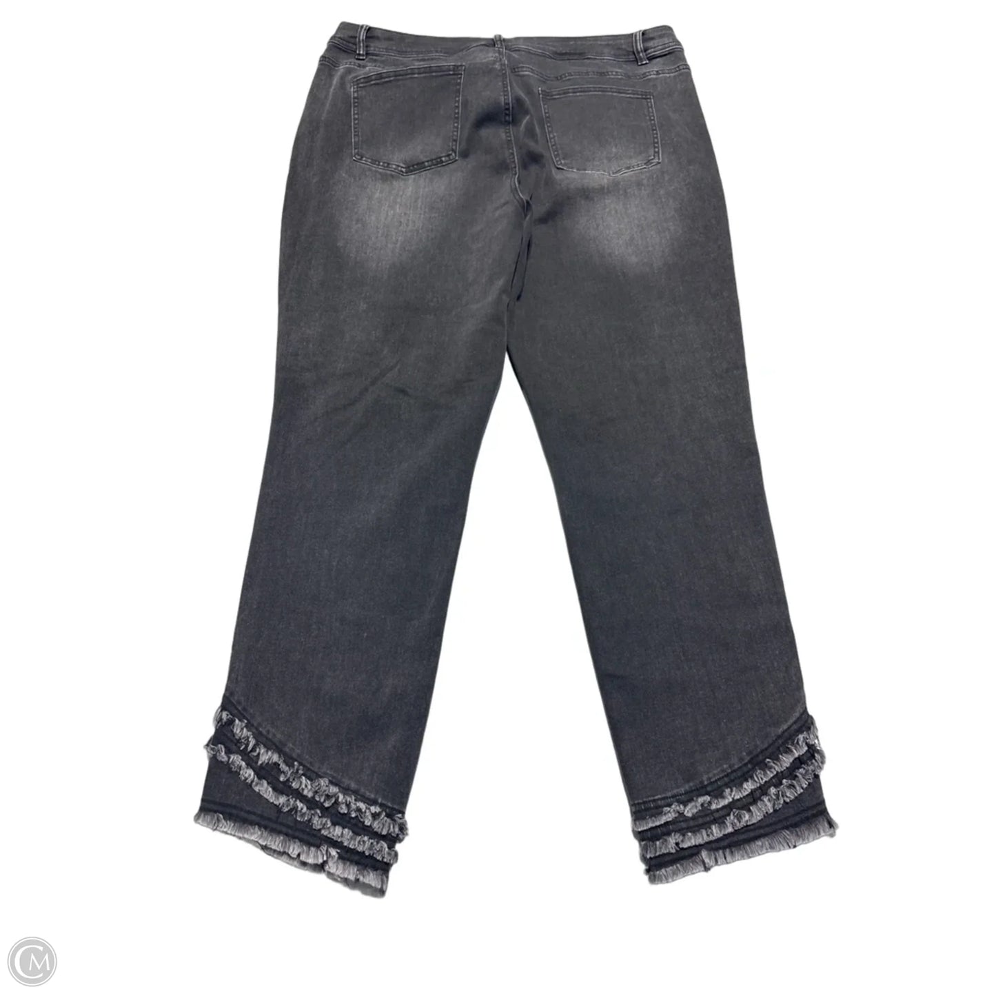 Jeans Straight By Charlie B In Black Denim, Size: 16