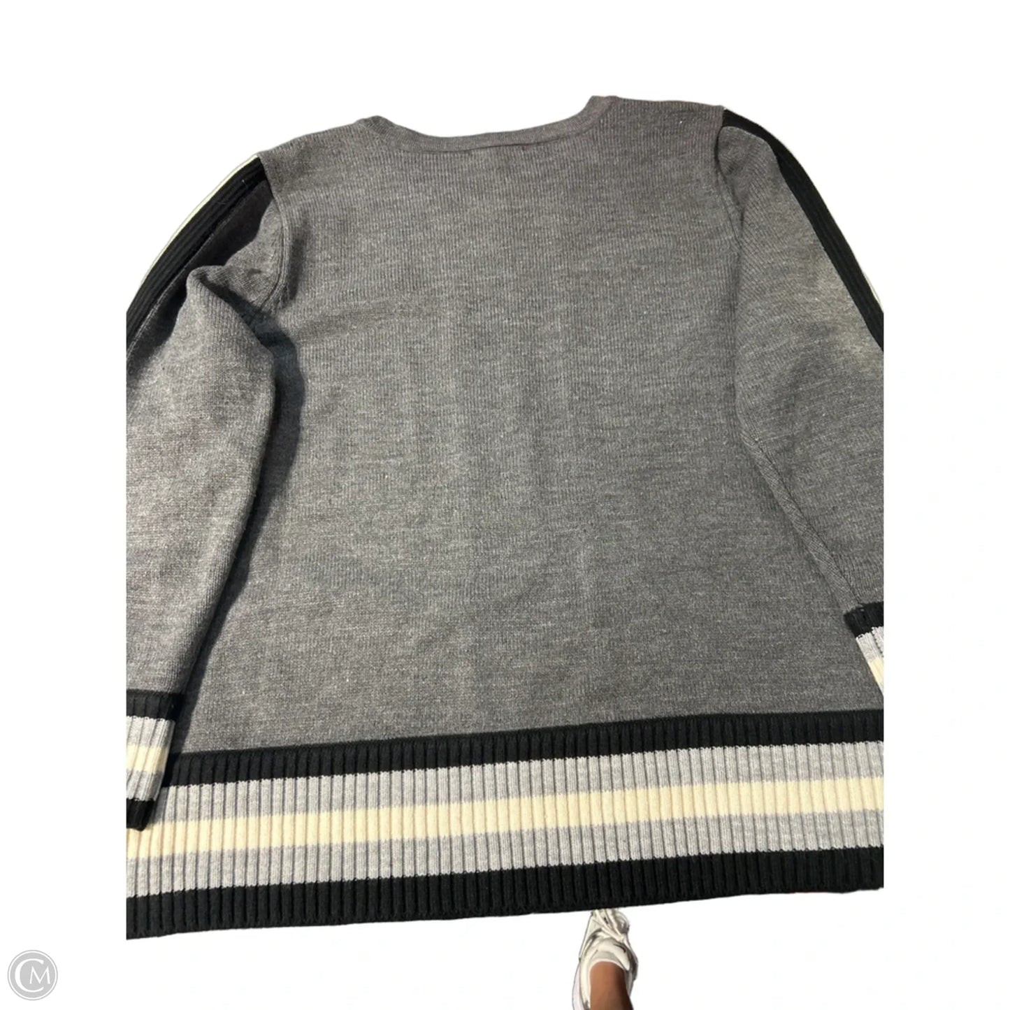 Sweater Cardigan Designer By Karl Lagerfeld In Grey, Size: 1x