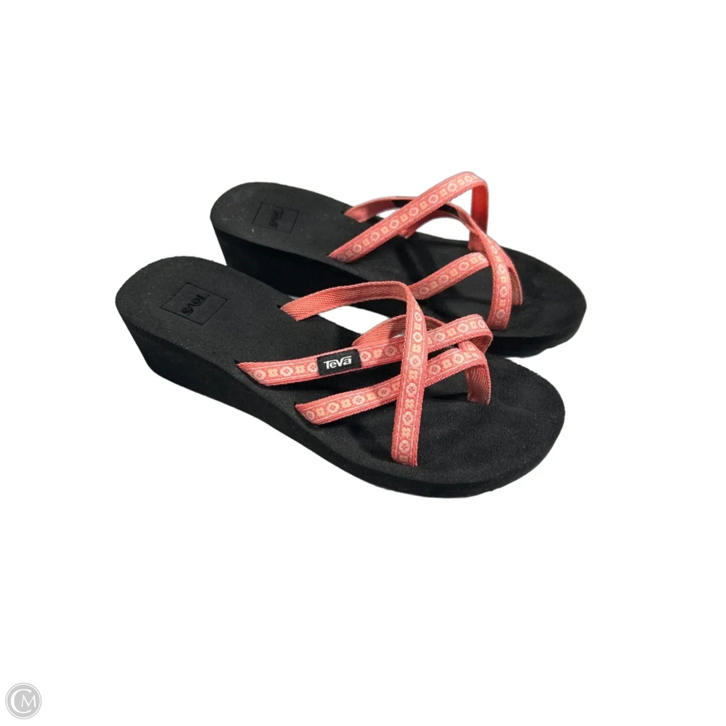 Shoes Heels Wedge By Teva In Black & Pink, Size: 8