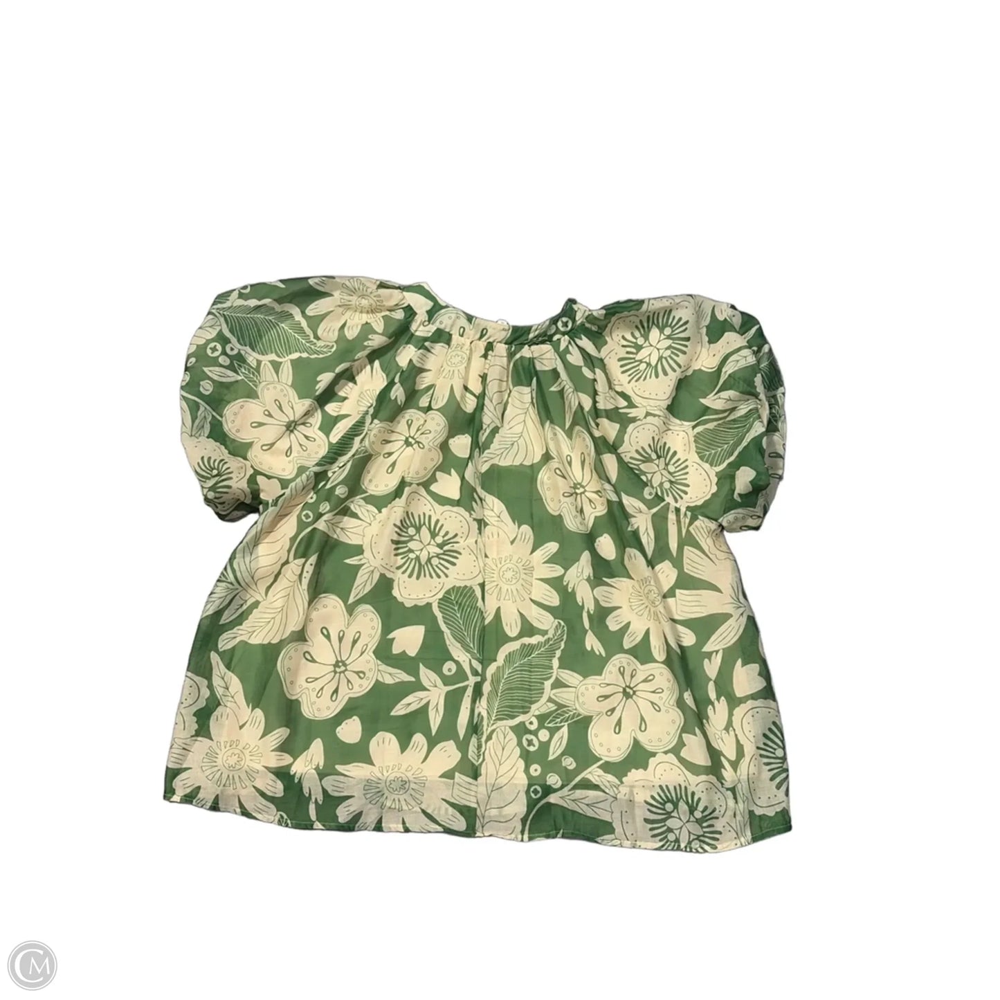 Blouse Short Sleeve By Umgee In Cream & Green, Size: Xl