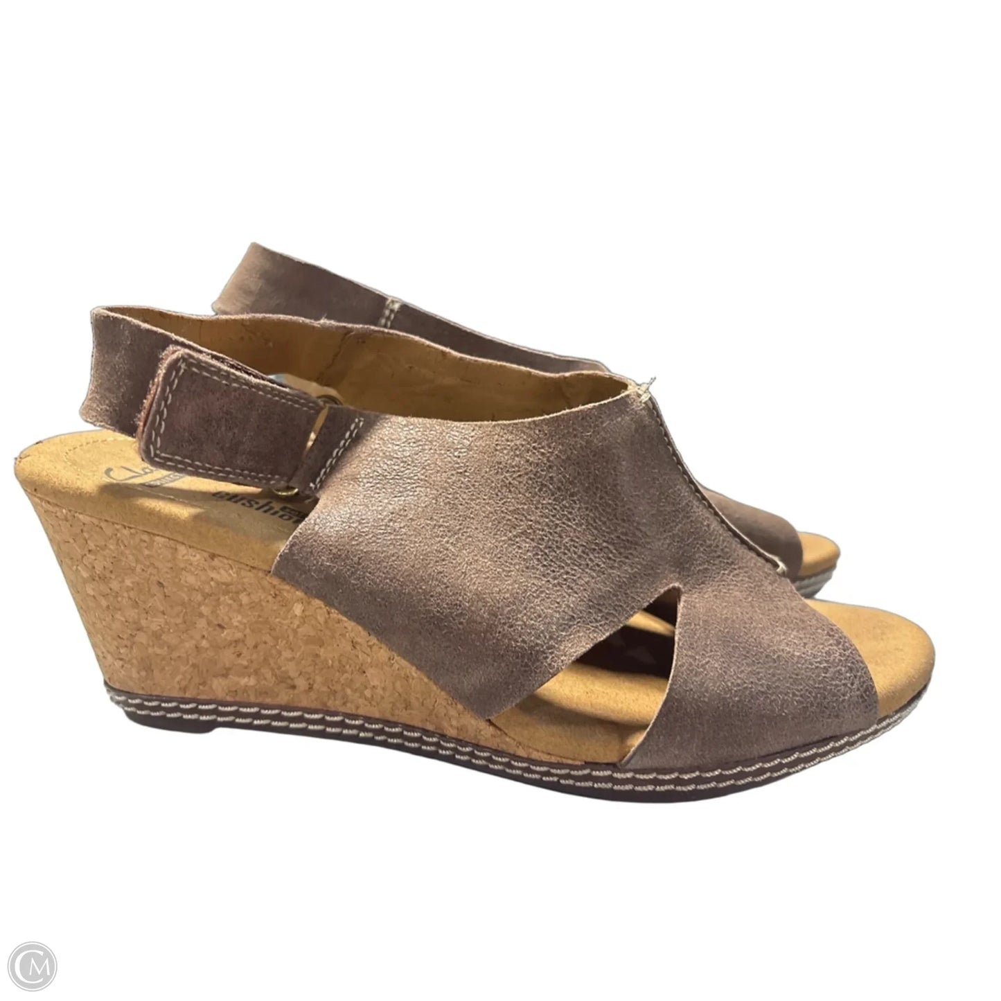 Sandals Heels Wedge By Clarks In Brown, Size: 9