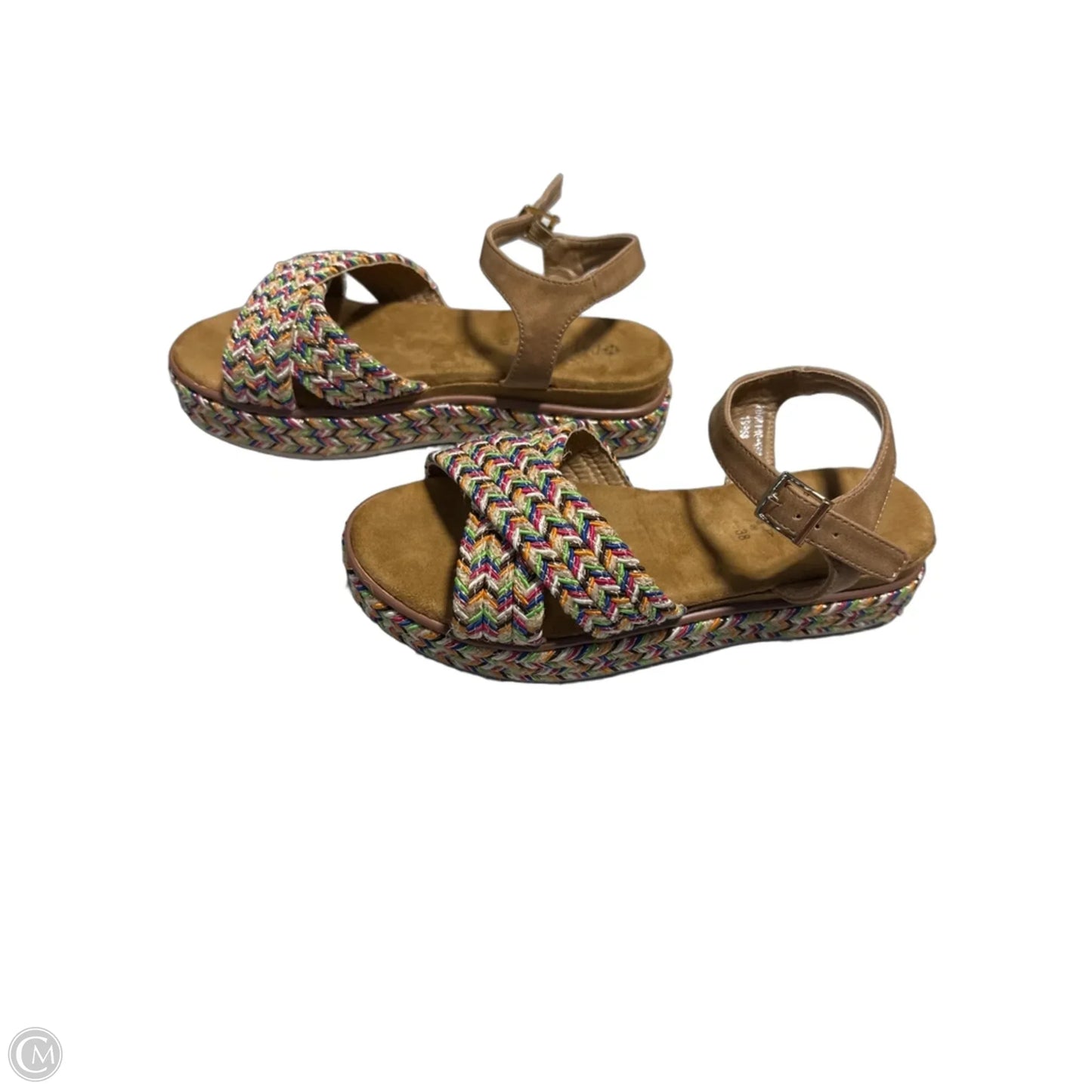Sandals Heels Block By Spring Step In Brown, Size: 7.5