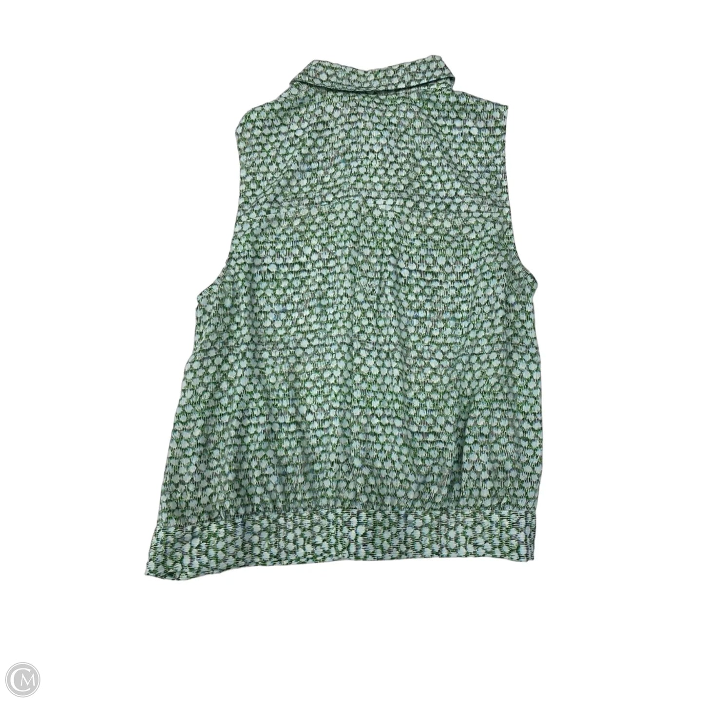 Blouse Sleeveless By Cabi In Green & White, Size: L