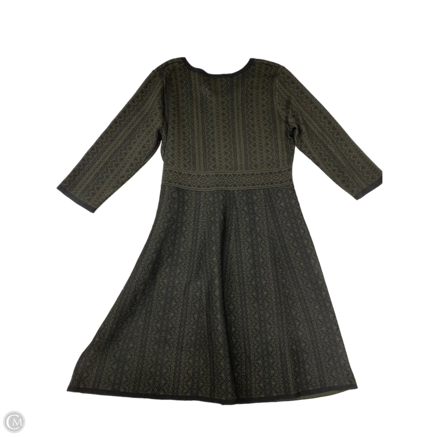 Dress Sweater By Nina Leonard In Black & Green, Size: L
