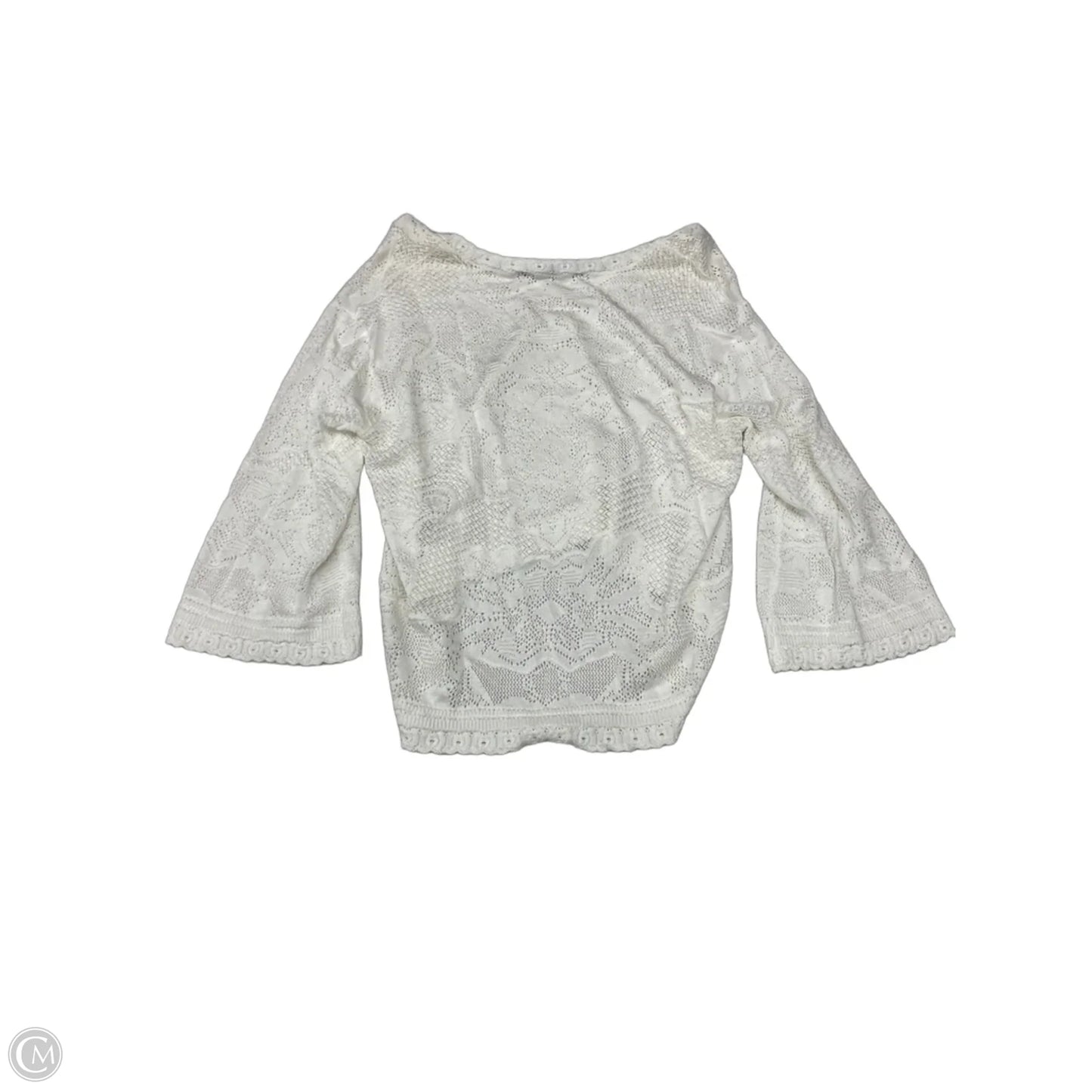 Top Long Sleeve By White House Black Market In Ivory, Size: L