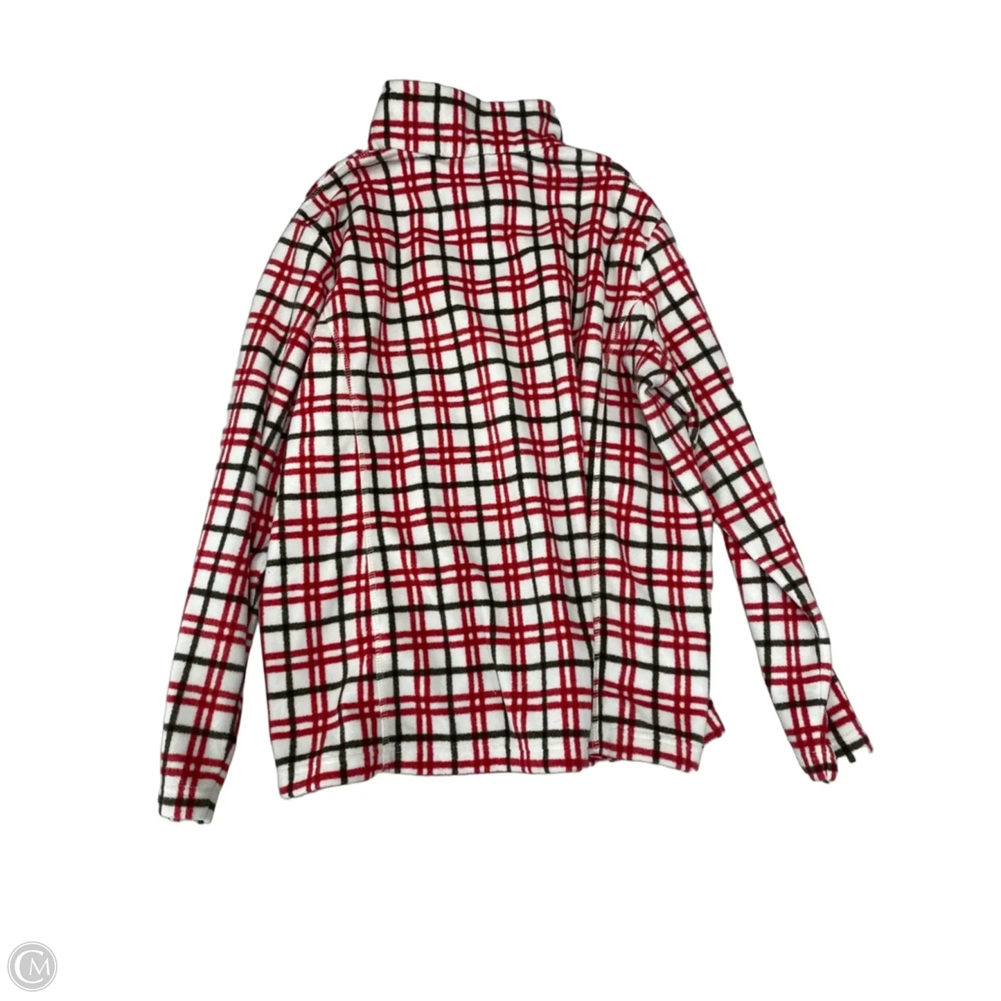 Jacket Fleece By Lands End In Checkered Pattern, Size: L