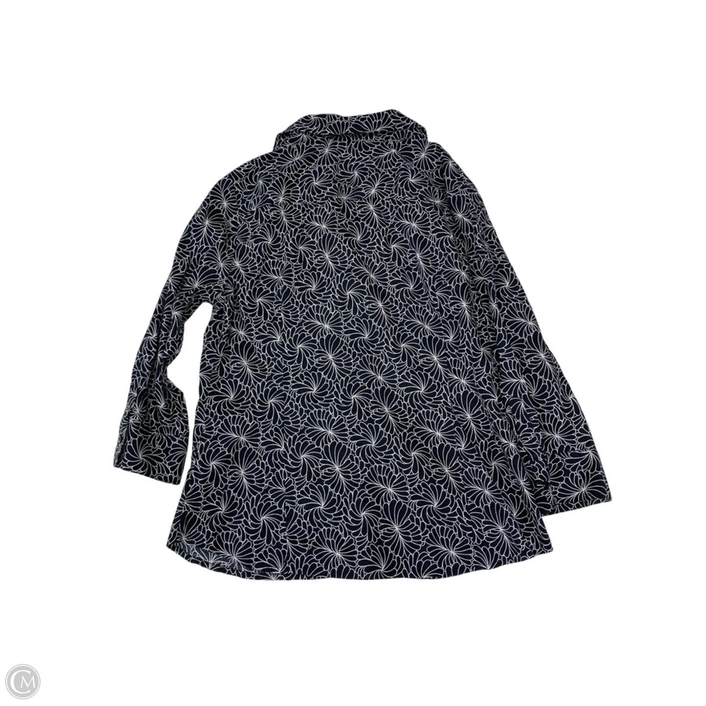 Top 3/4 Sleeve By Talbots In Black & White, Size: M