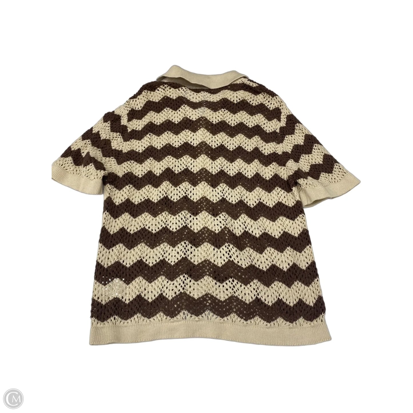 Sweater Cardigan By Cotton On In Brown & Cream, Size: S