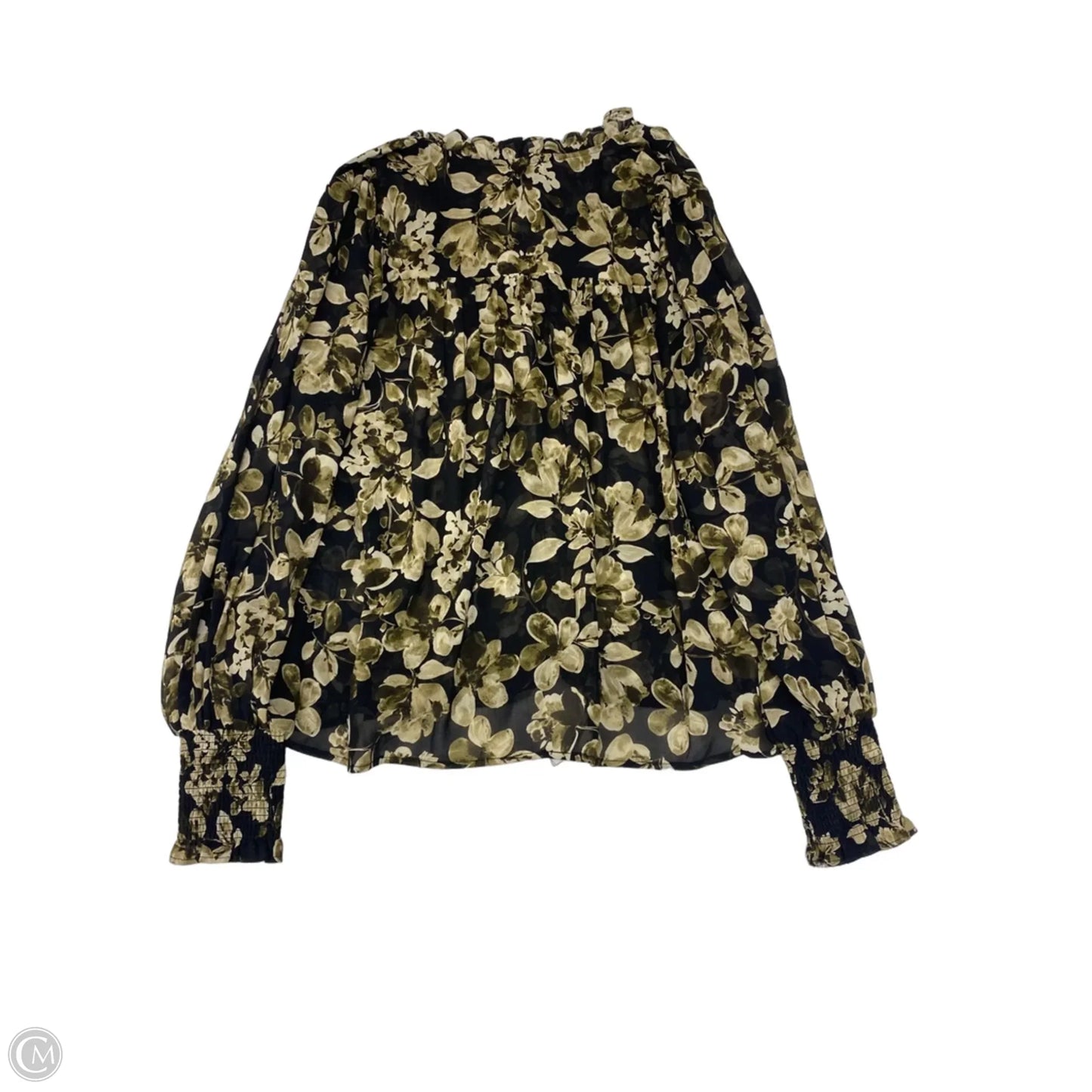 Blouse Long Sleeve By Dress Forum In Black & Brown, Size: S