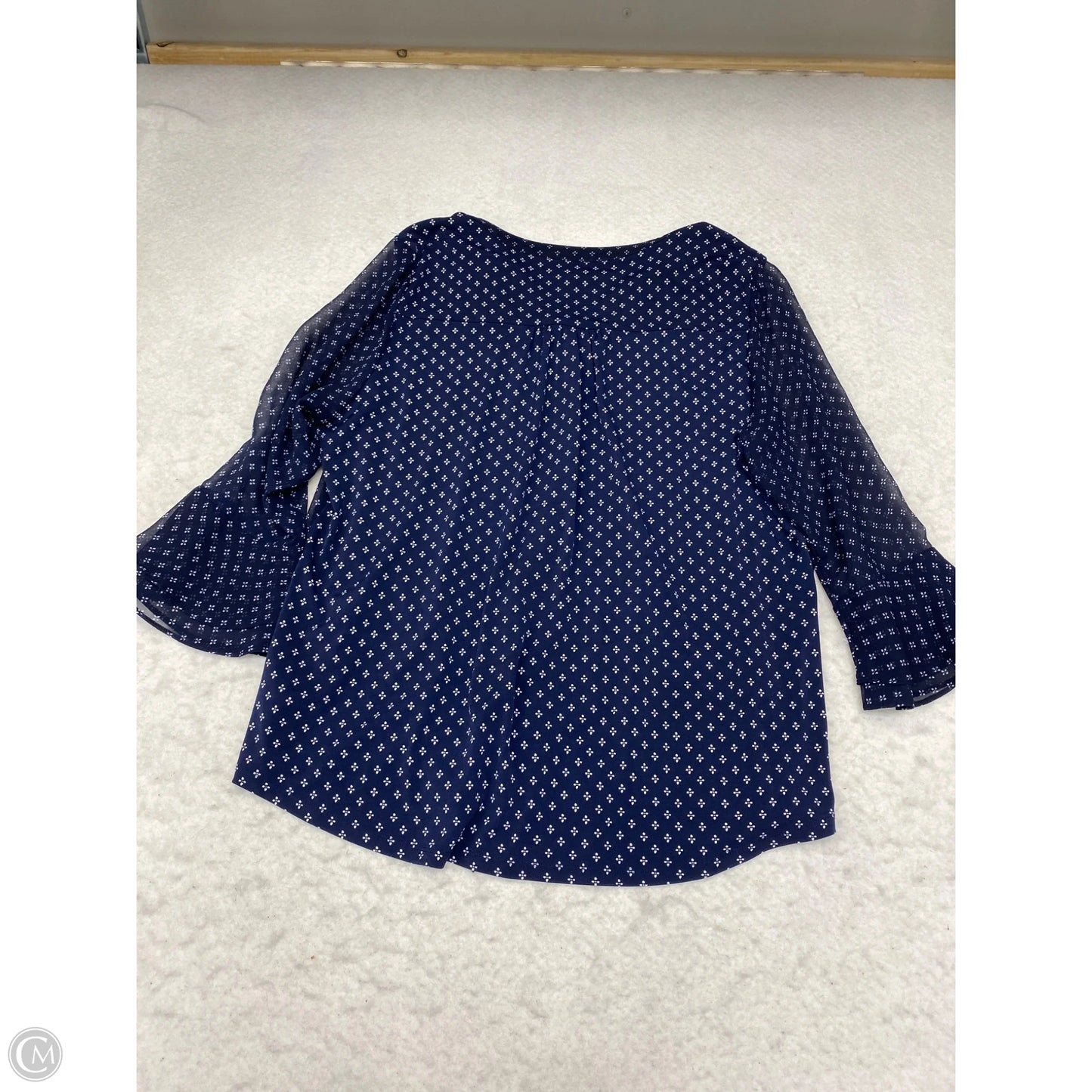 Blouse Long Sleeve By Charter Club In Blue & White, Size: L