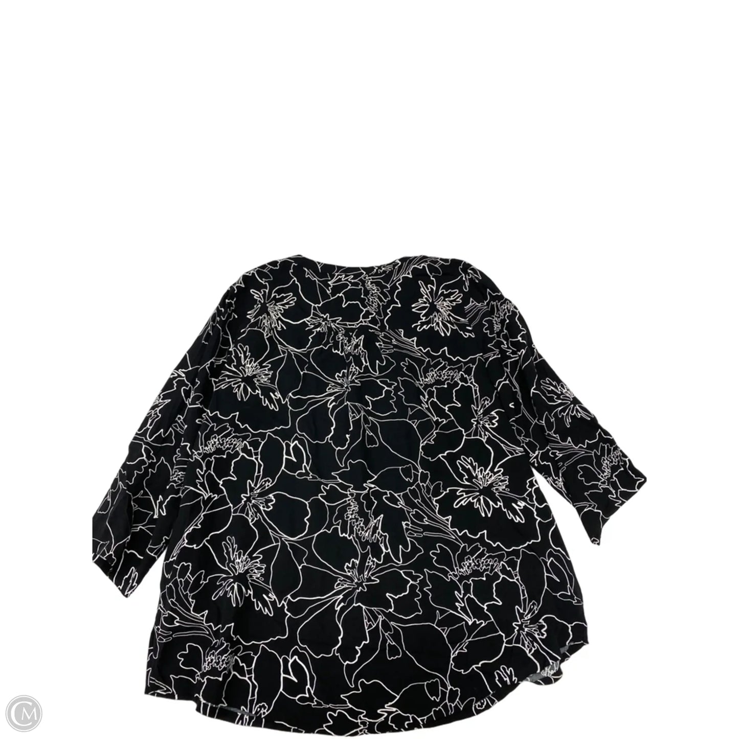 Top 3/4 Sleeve By Liz Claiborne In Black & White, Size: Xl