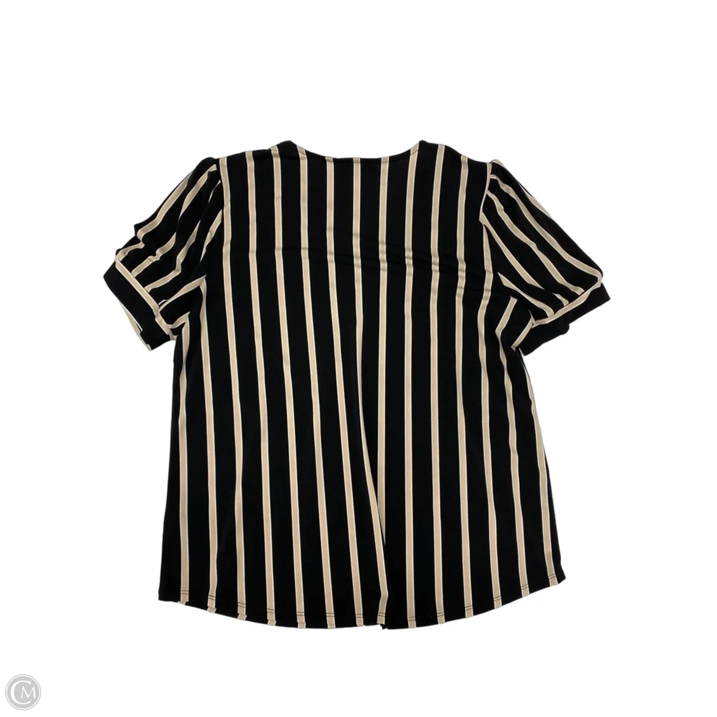 Top Short Sleeve By Adrianna Papell In Black & Cream, Size: L