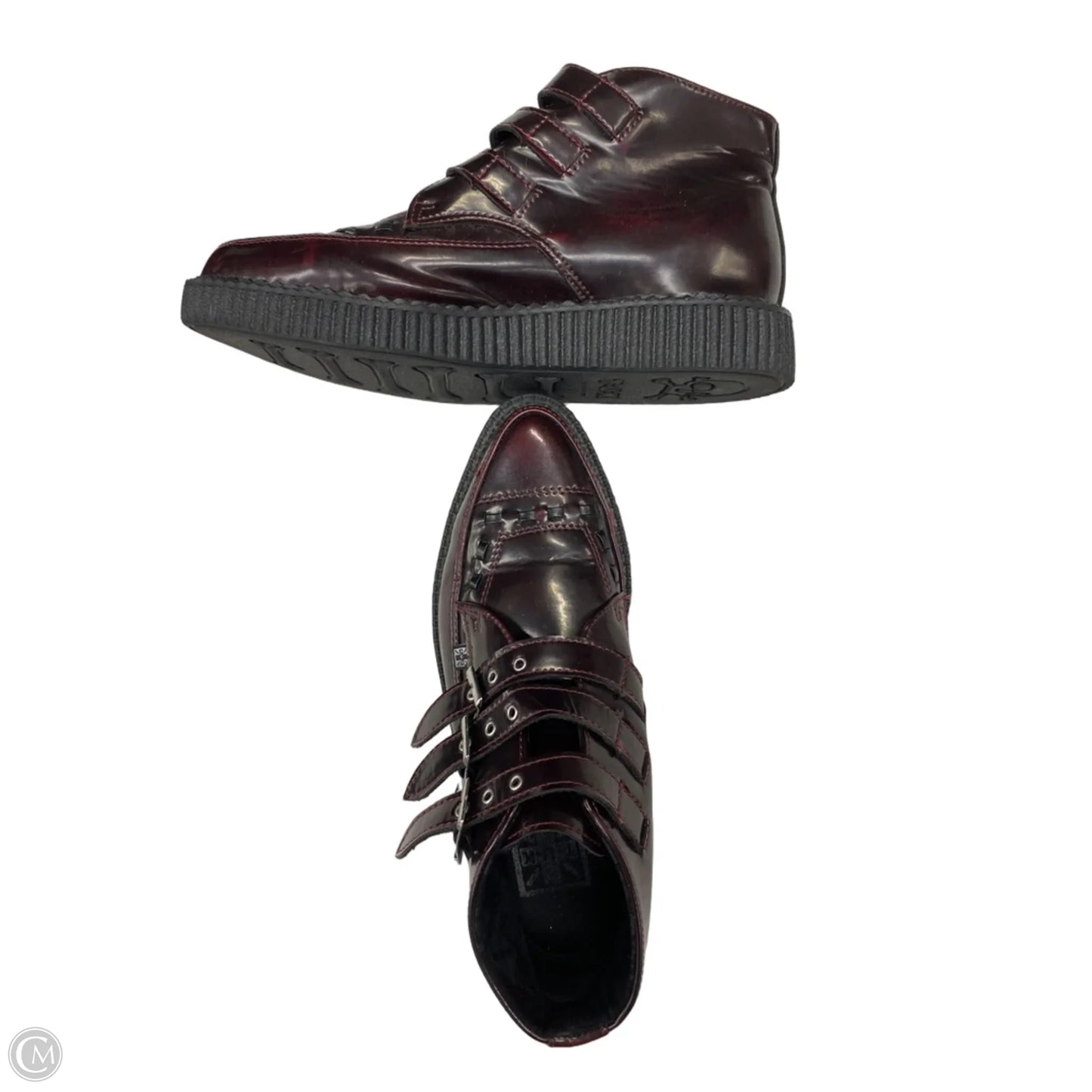 Boots Ankle Flats By Clothes Mentor In Maroon, Size: 8