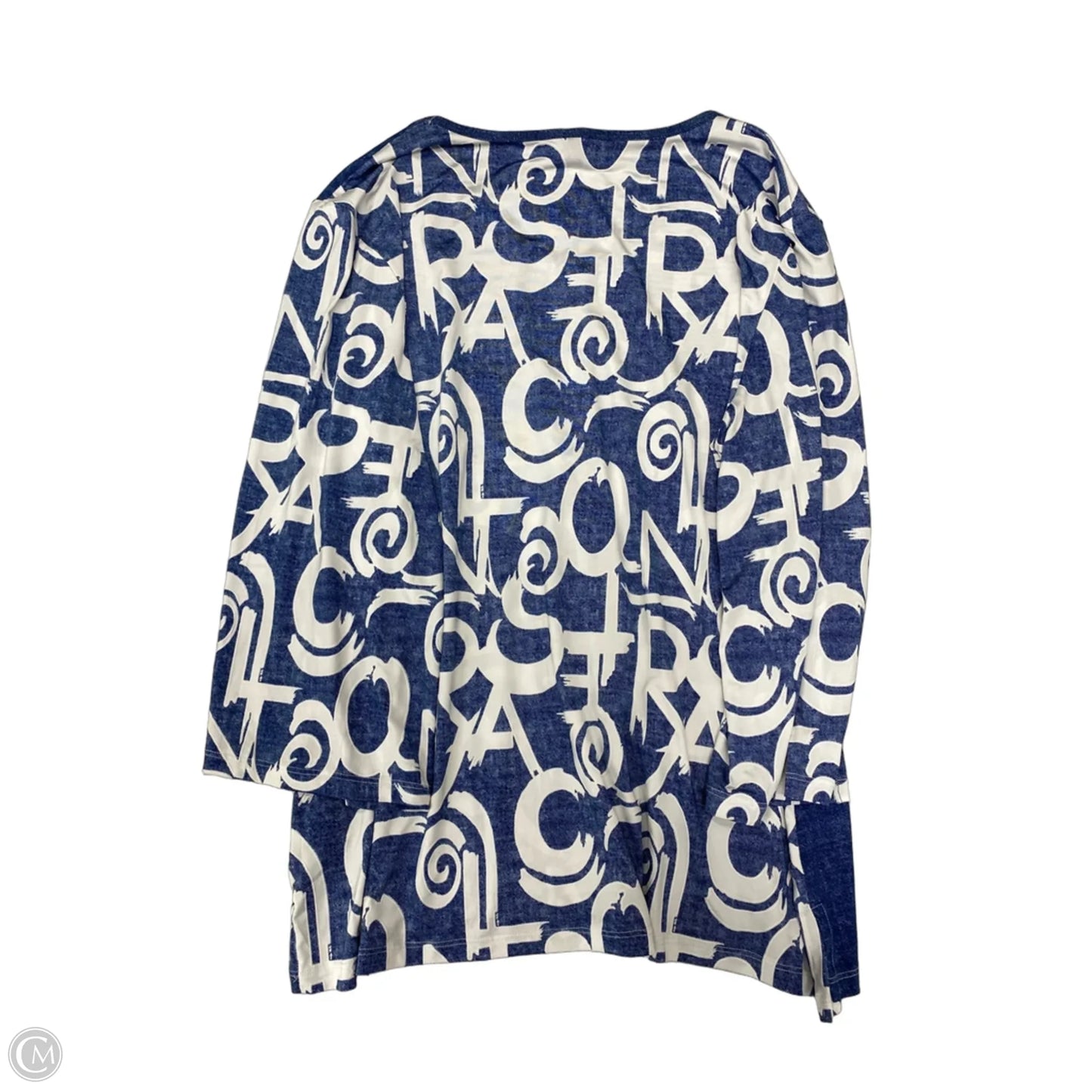 Blouse 3/4 Sleeve By Clothes Mentor In Blue & White, Size: Xl