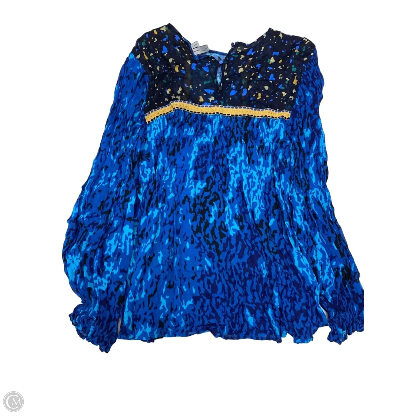Blouse Long Sleeve By Blank London In Blue & Gold, Size: Xl