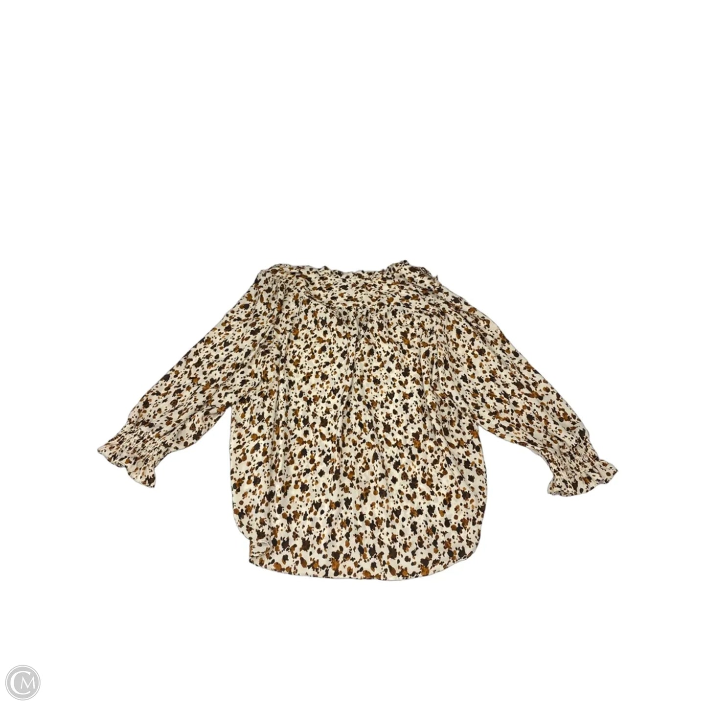 Blouse Long Sleeve By Dkny In Cream & Tan, Size: Xl