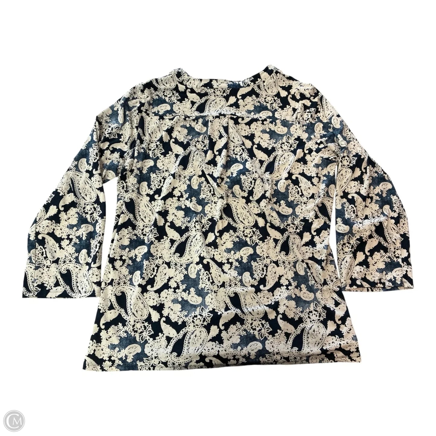 Top Long Sleeve By Robert Louis In Blue & White, Size: 3x