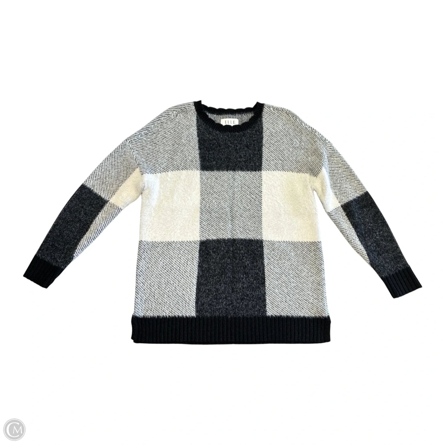 Sweater By Elle In Black & White, Size: L