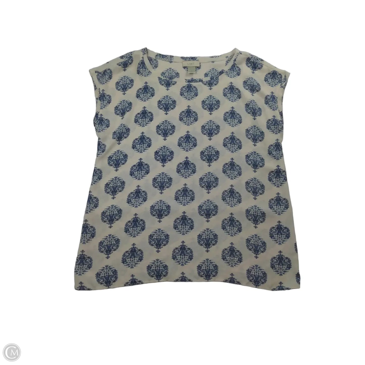 Top Sleeveless By Loft In Blue & Cream, Size: M