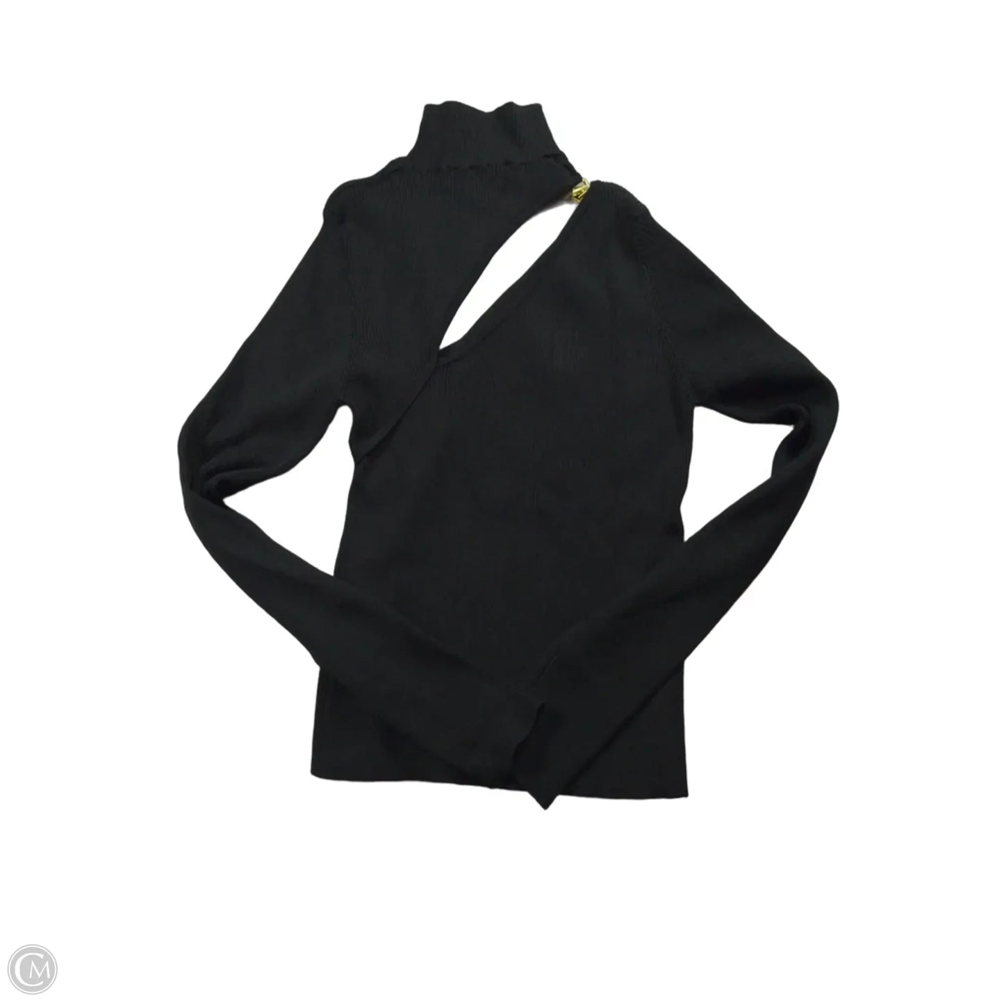 Top 3/4 Sleeve By Zara In Black & Gold, Size: M