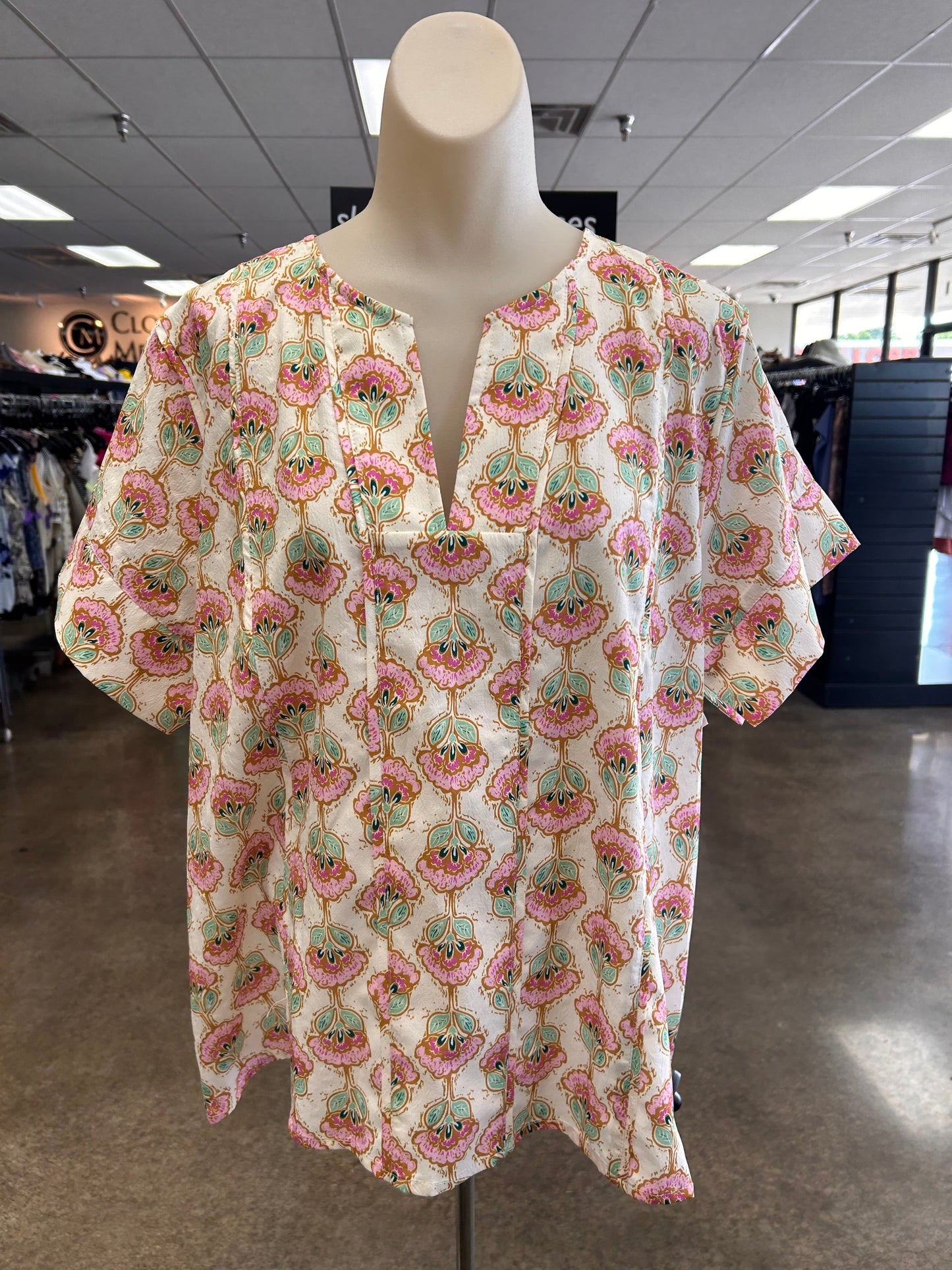 Top Ss By Entro In Green & Pink, Size:L