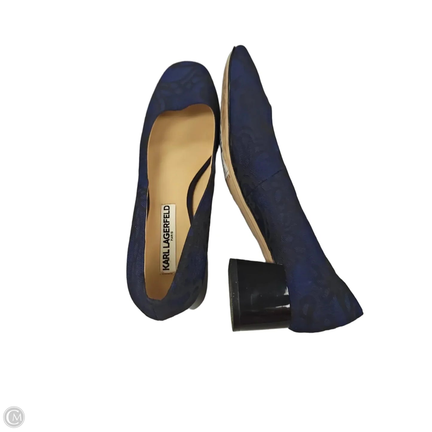 Shoes Designer By Karl Lagerfeld In Black & Blue, Size: 7.5