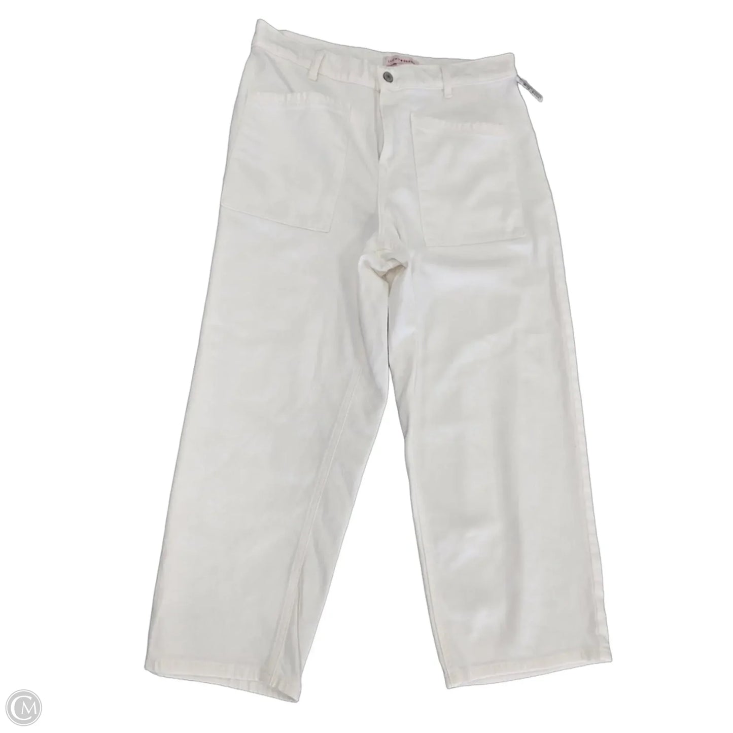 Jeans Cropped By Lucky Brand In White Denim, Size: 14