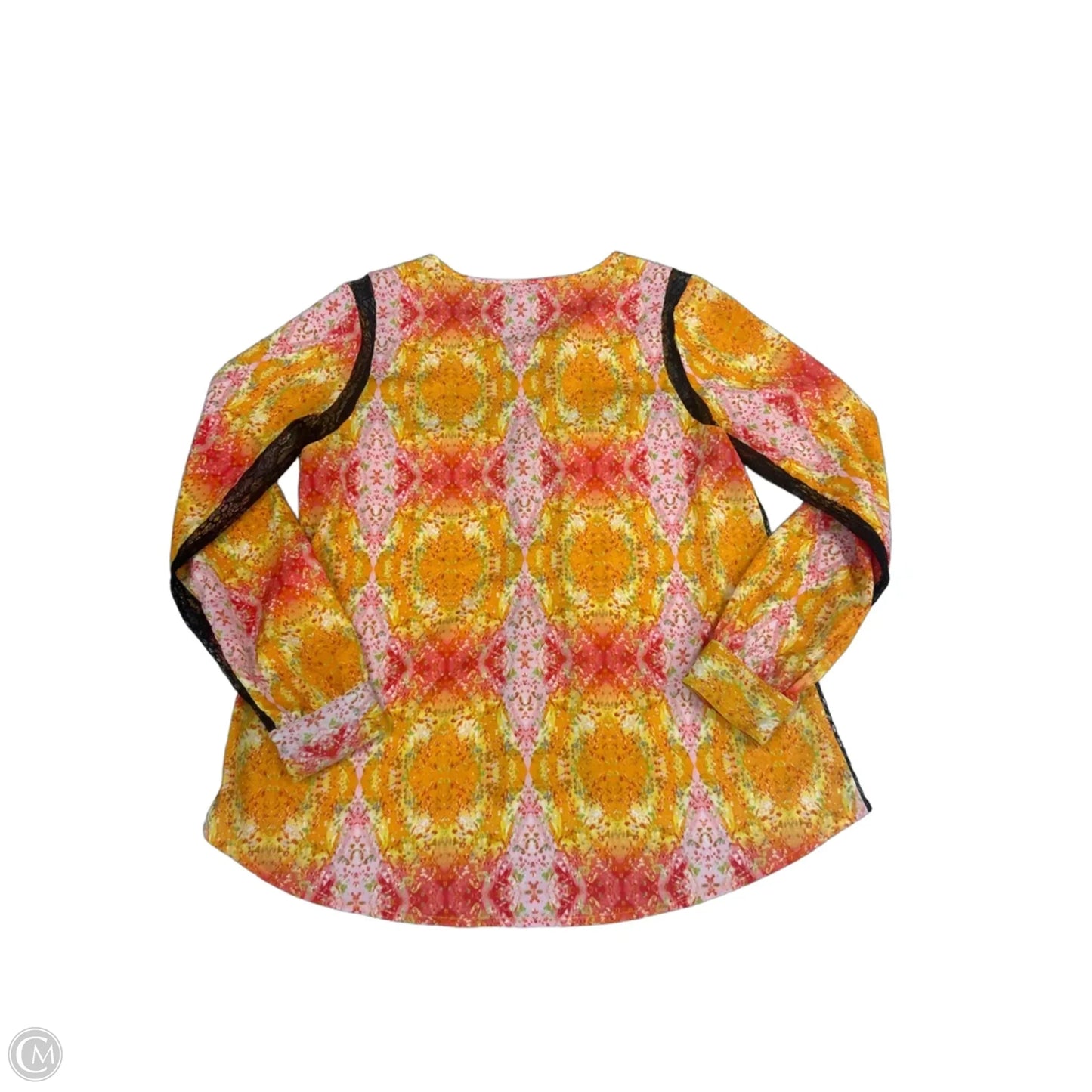 Top Long Sleeve By Gibson And Latimer In Orange & Pink, Size: S