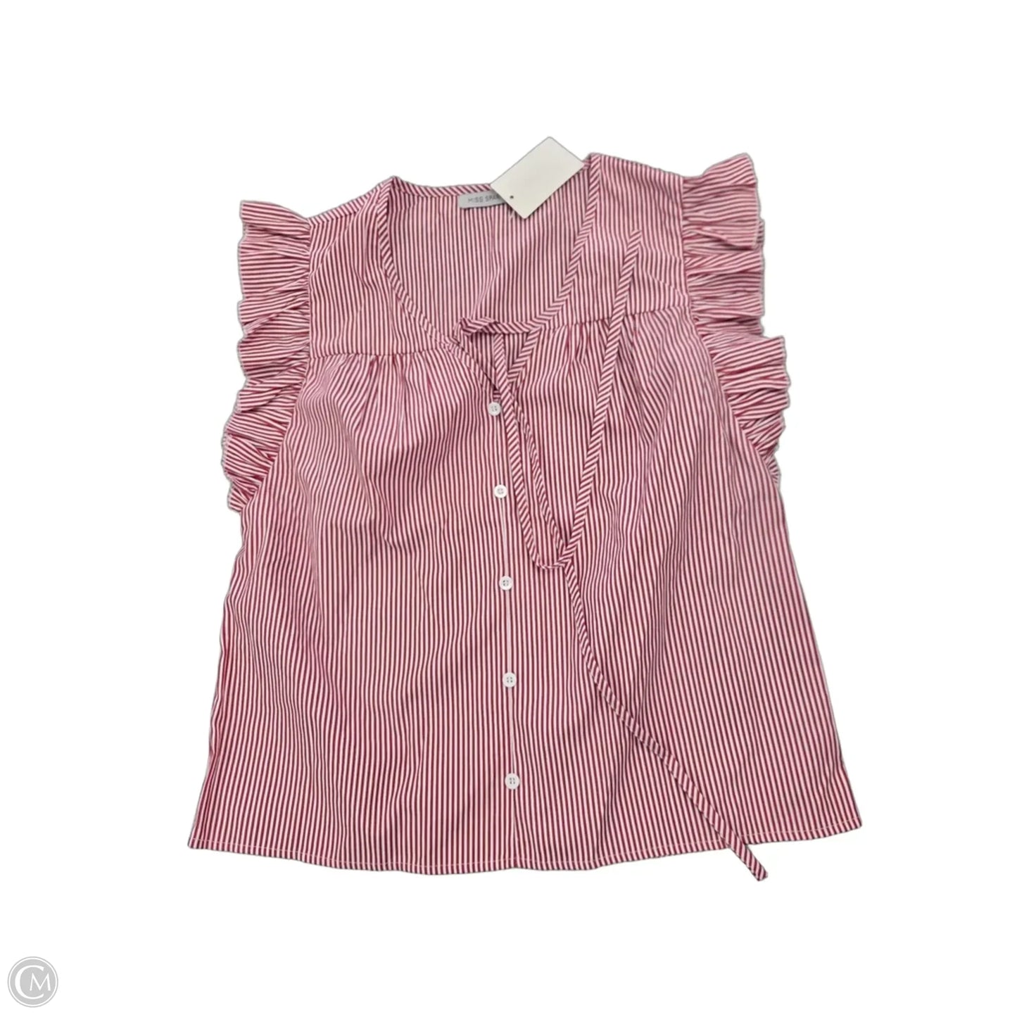 Top Short Sleeve By Miss Sparkling In Red & White, Size: S
