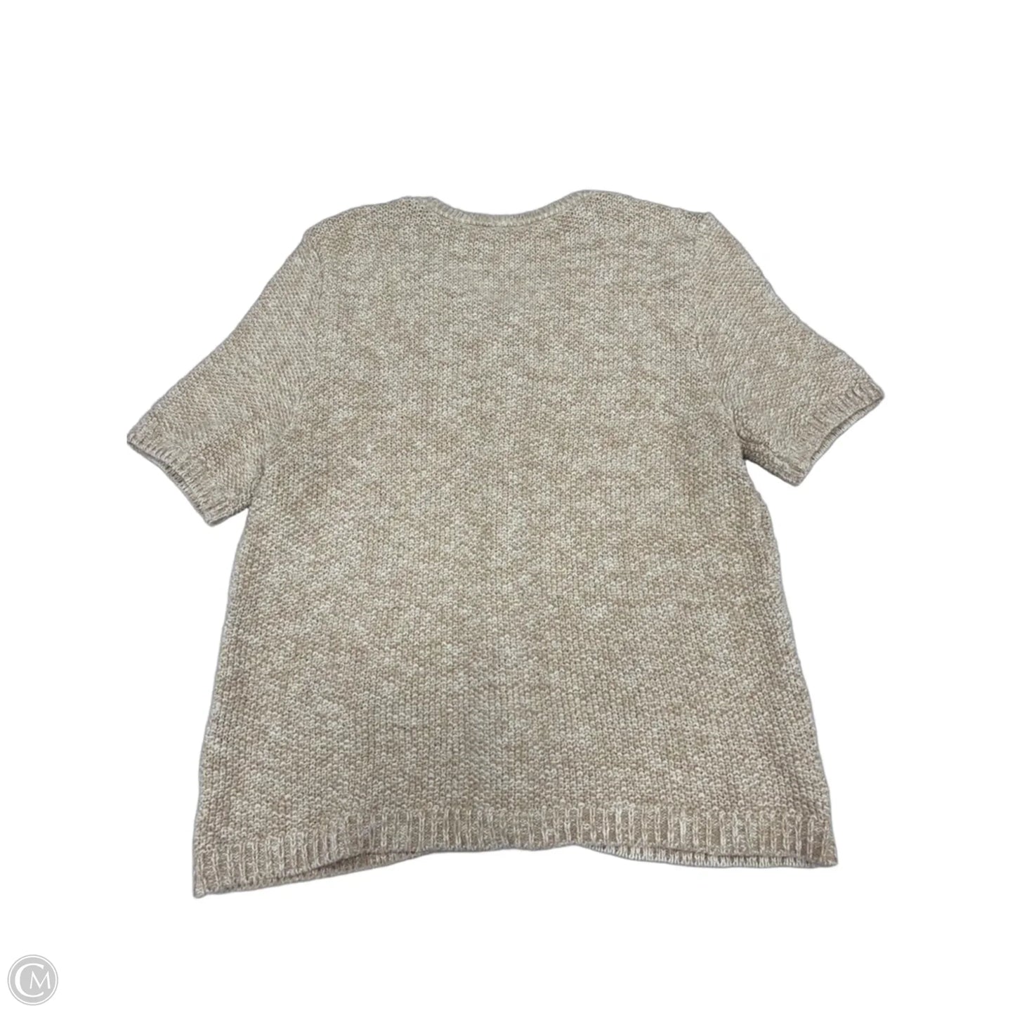 Sweater Short Sleeve By Loft In Tan & White, Size: L