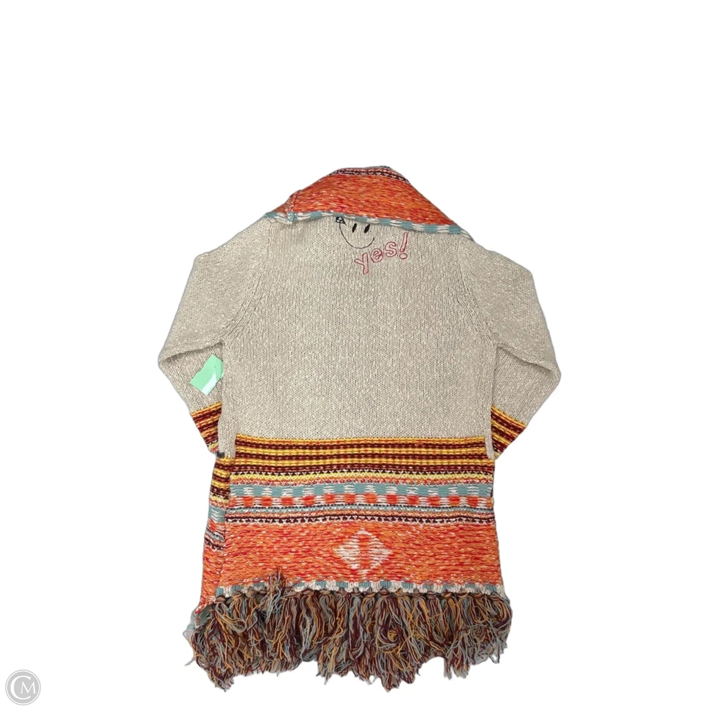 Sweater Cardigan By Desigual In Orange & Tan, Size: M