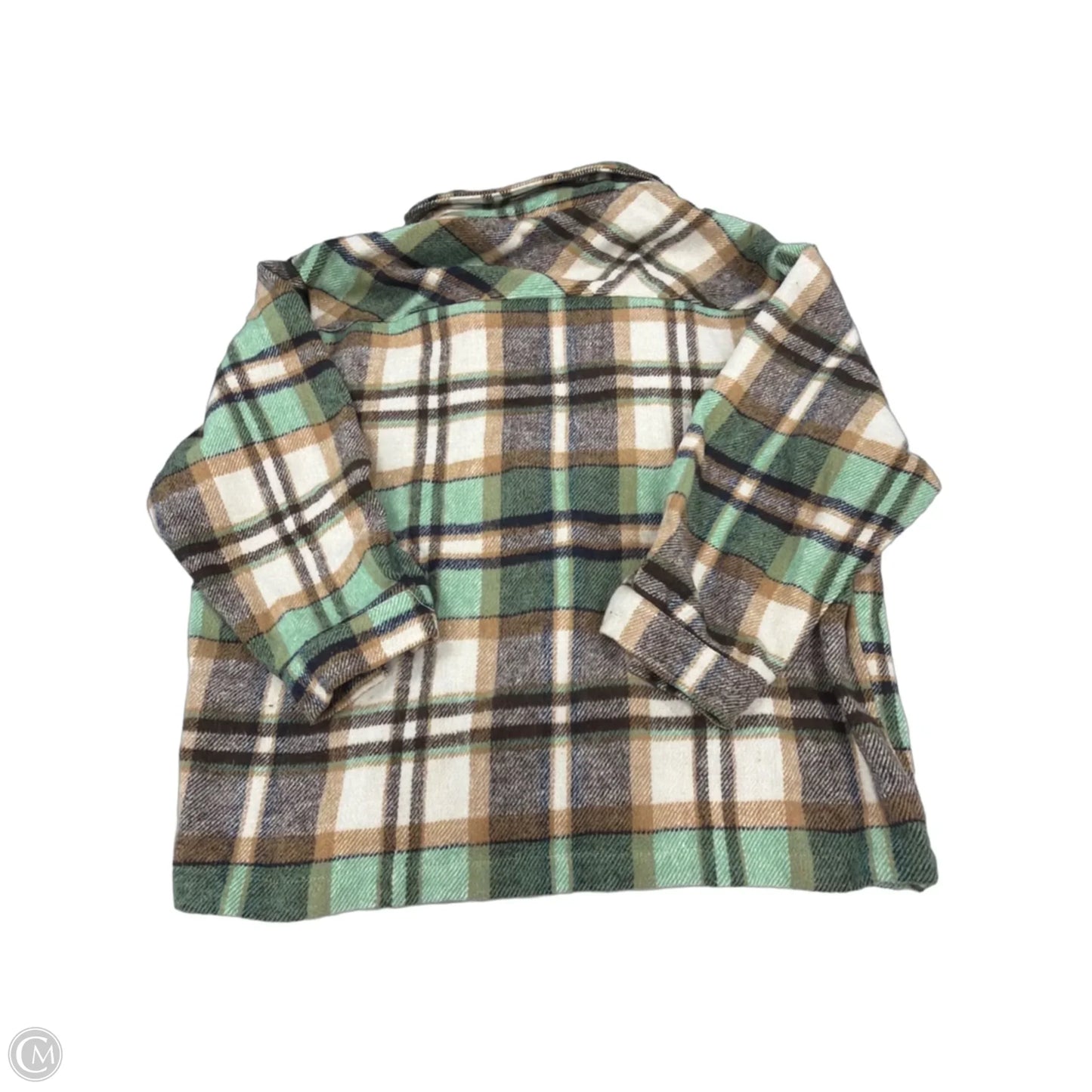 Jacket Shirt By Cmc In Green & Tan, Size: L