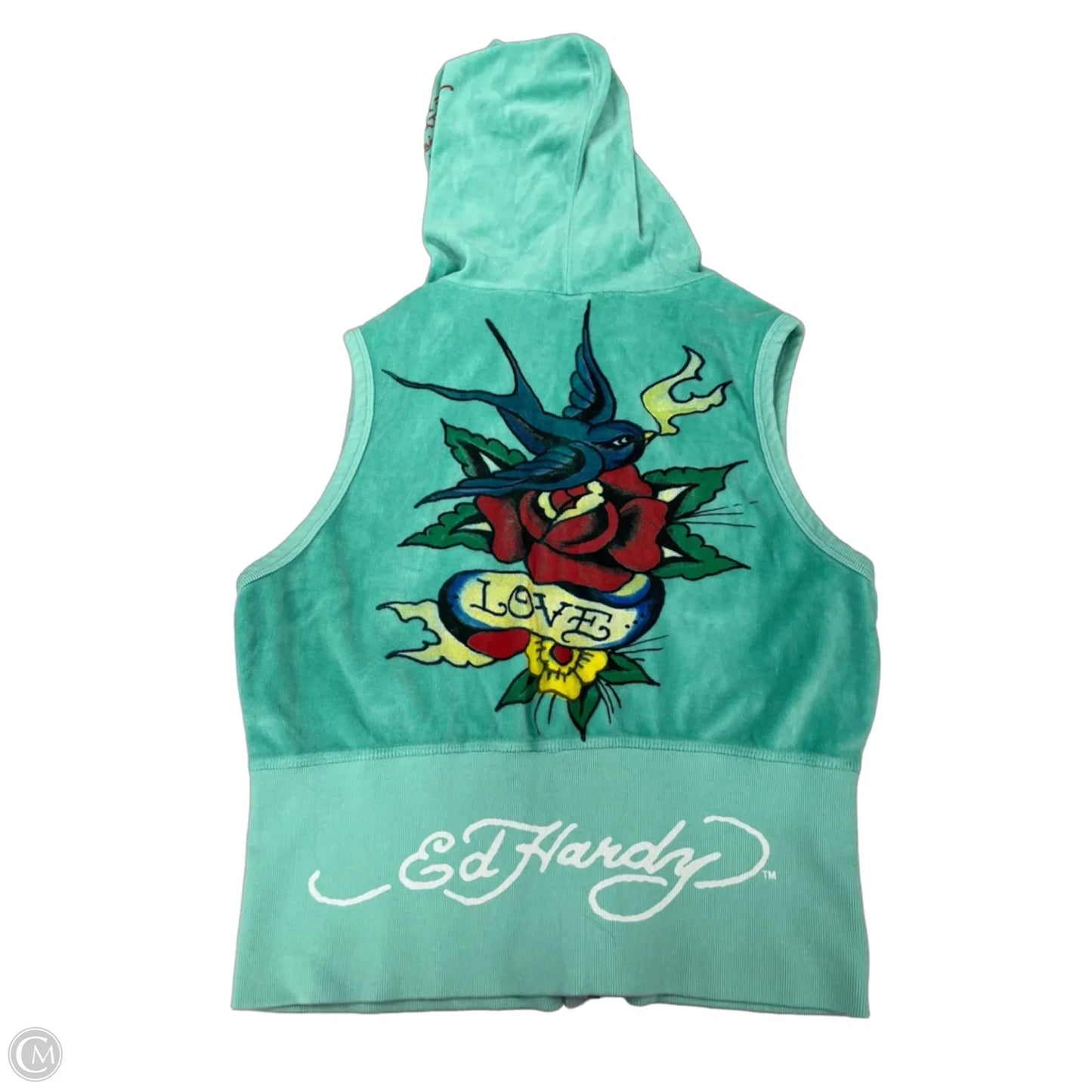 Top Sleeveless By Ed Hardy In Teal, Size: L