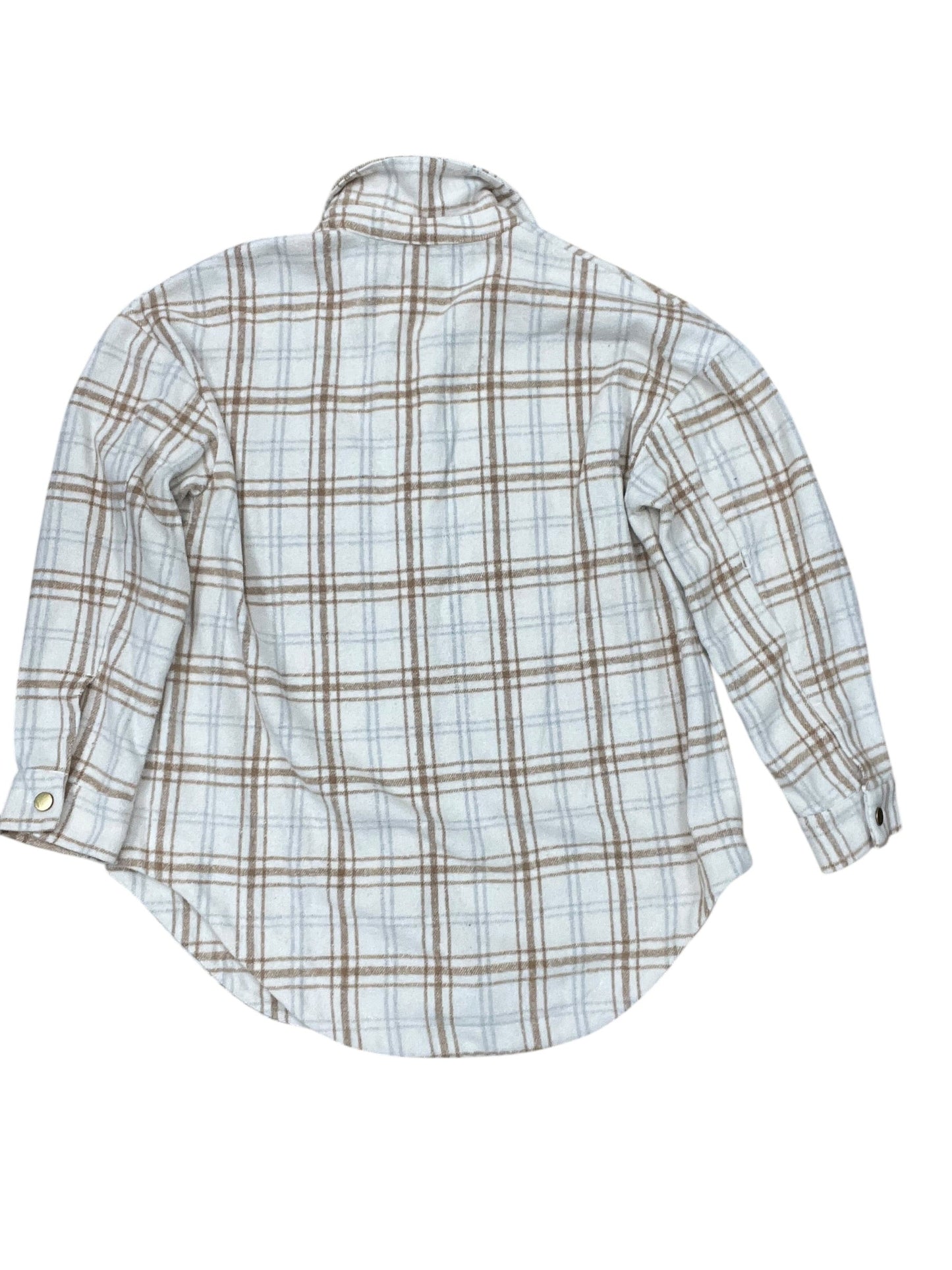 Jacket Shirt By Clothes Mentor In Tan & White, Size:S