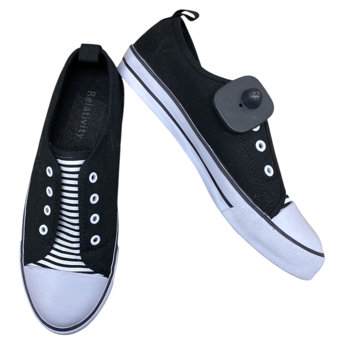 Shoes Flats By Relativity In Black & White, Size:8