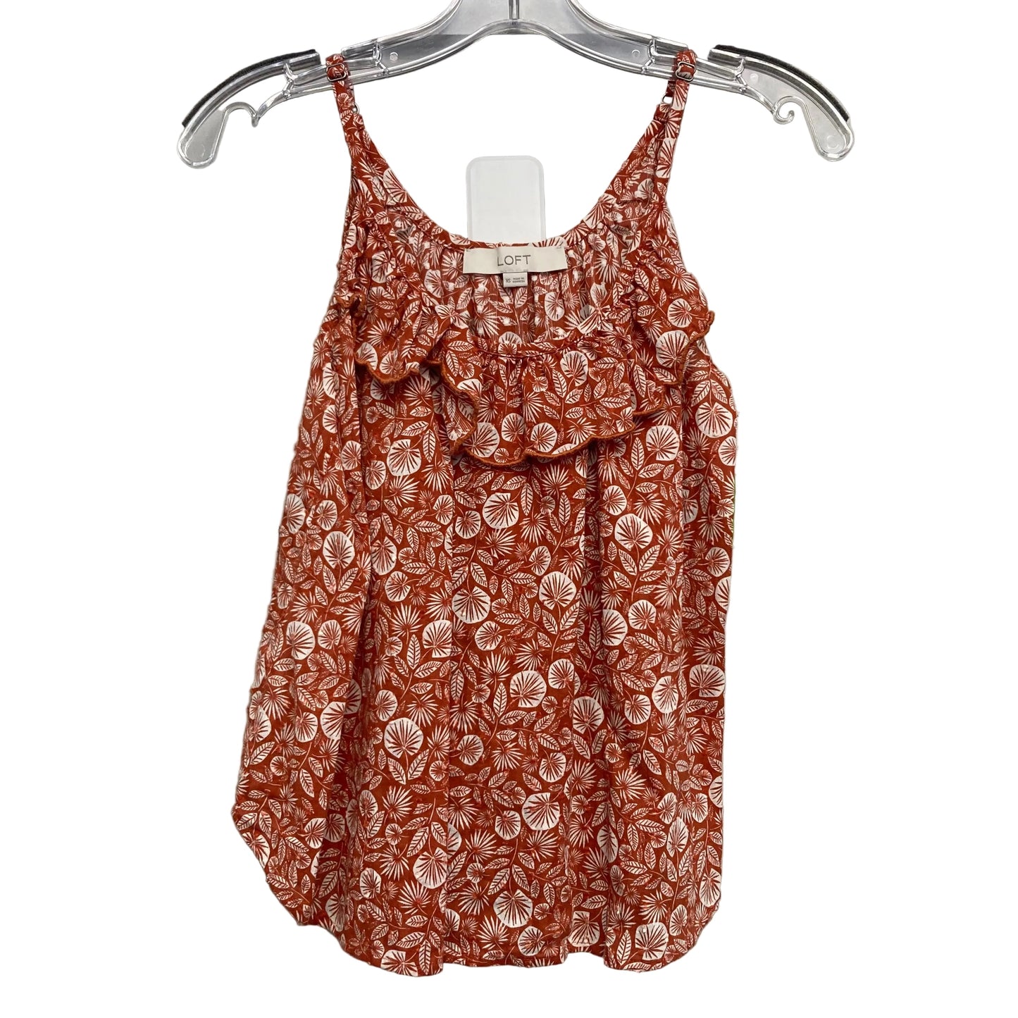 Top Sleeveless By Loft In Orange & White, Size:Xs