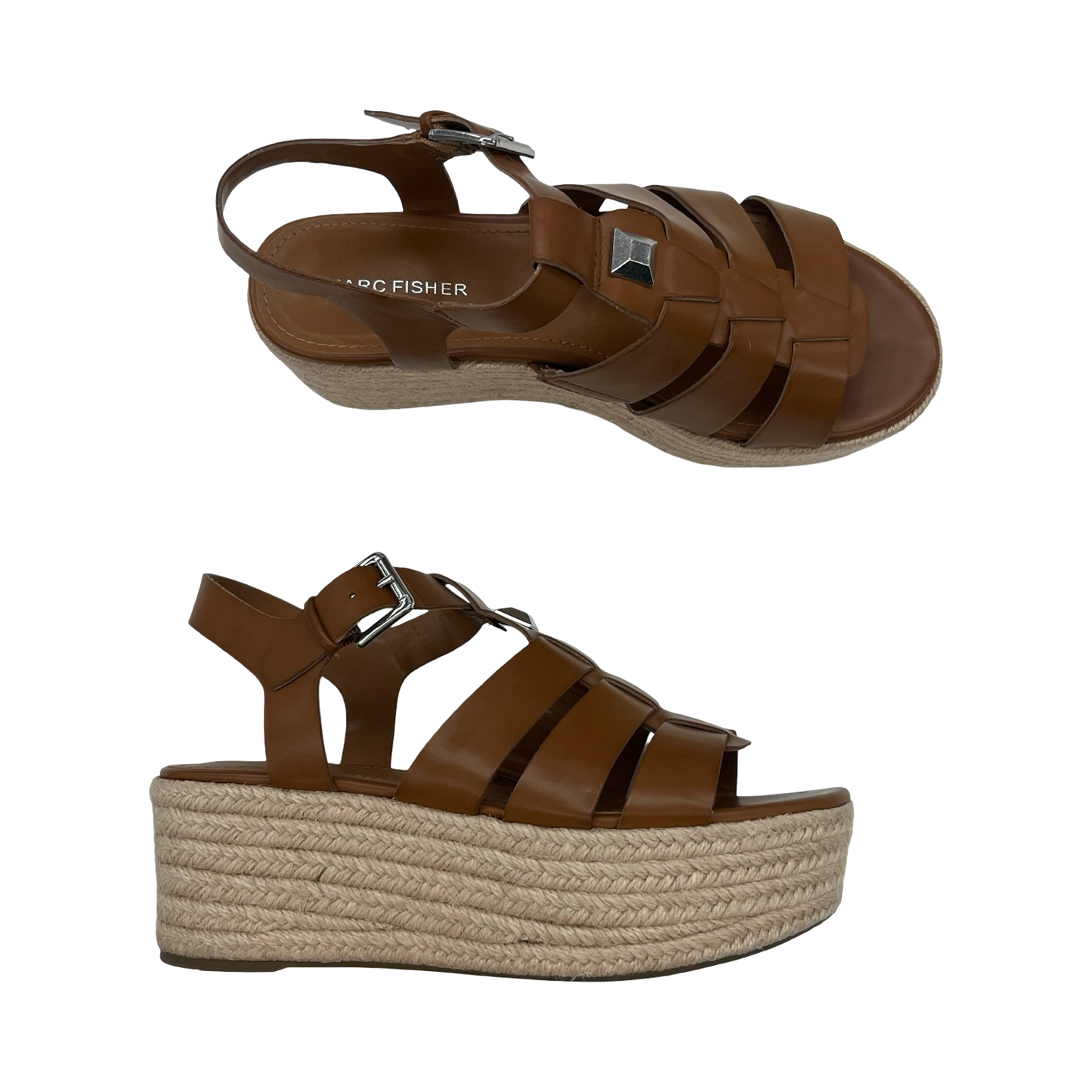 Sandals Heels Platform By Marc Fisher In Tan, Size:7.5